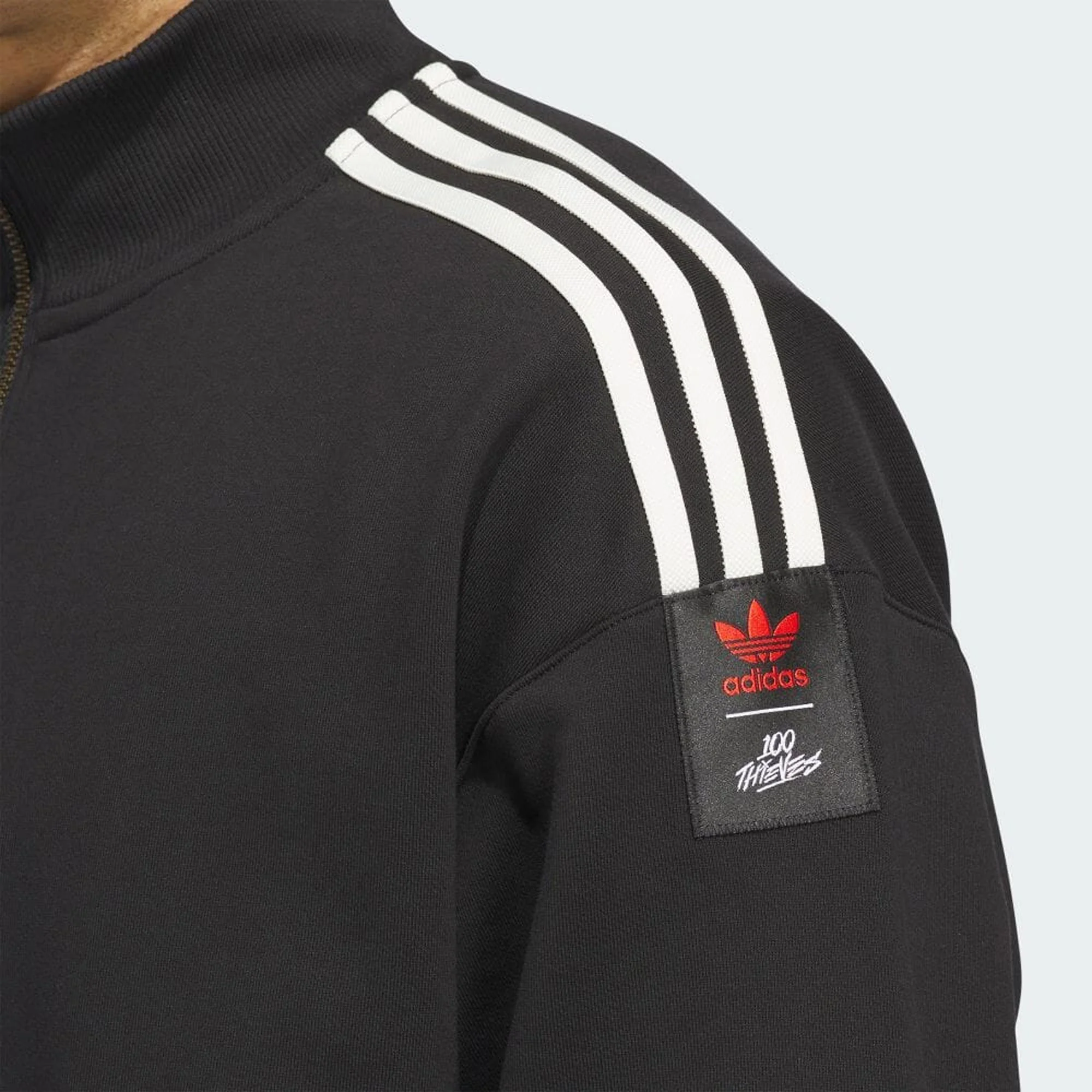 Adidas Originals | 100 THIEVES 1/2 ZIP { BLACK - Image 4