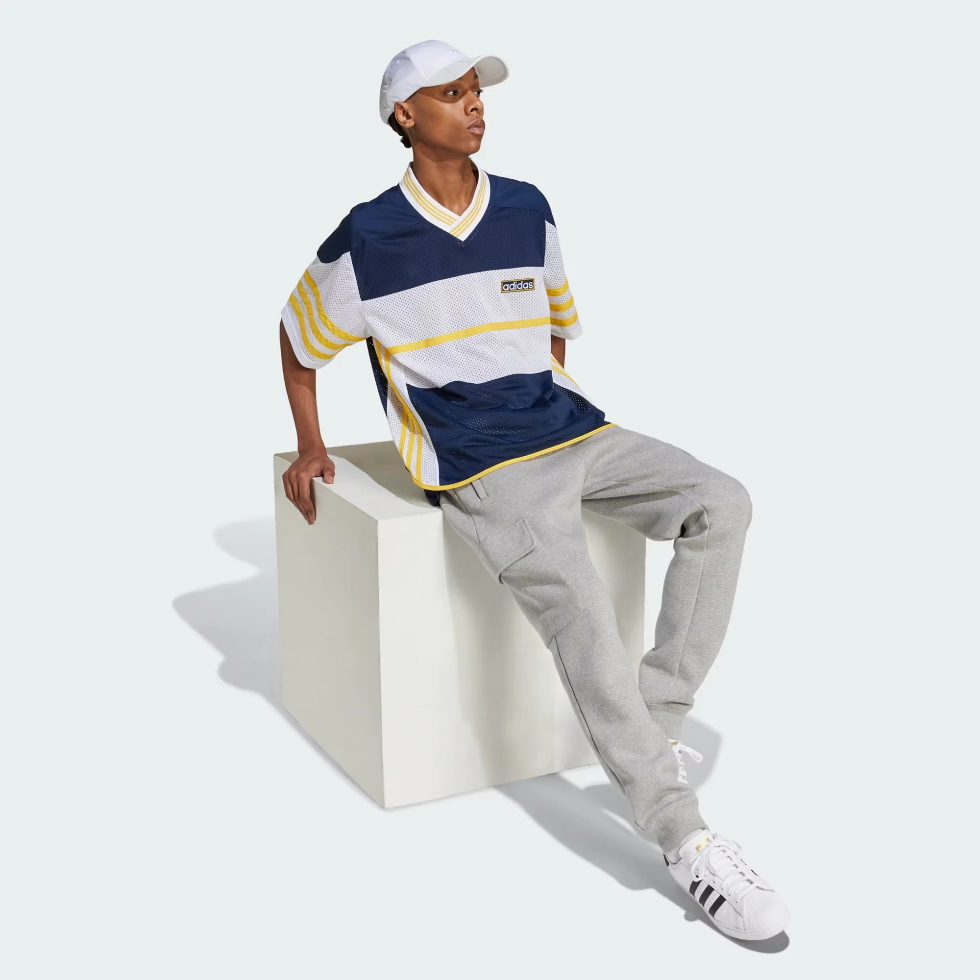 Adidas Originals | ADICOLOR ADIBREAK MESH JERSEY { NIGHT INDIGO/WHITE/BOLD GOLD - Image 5