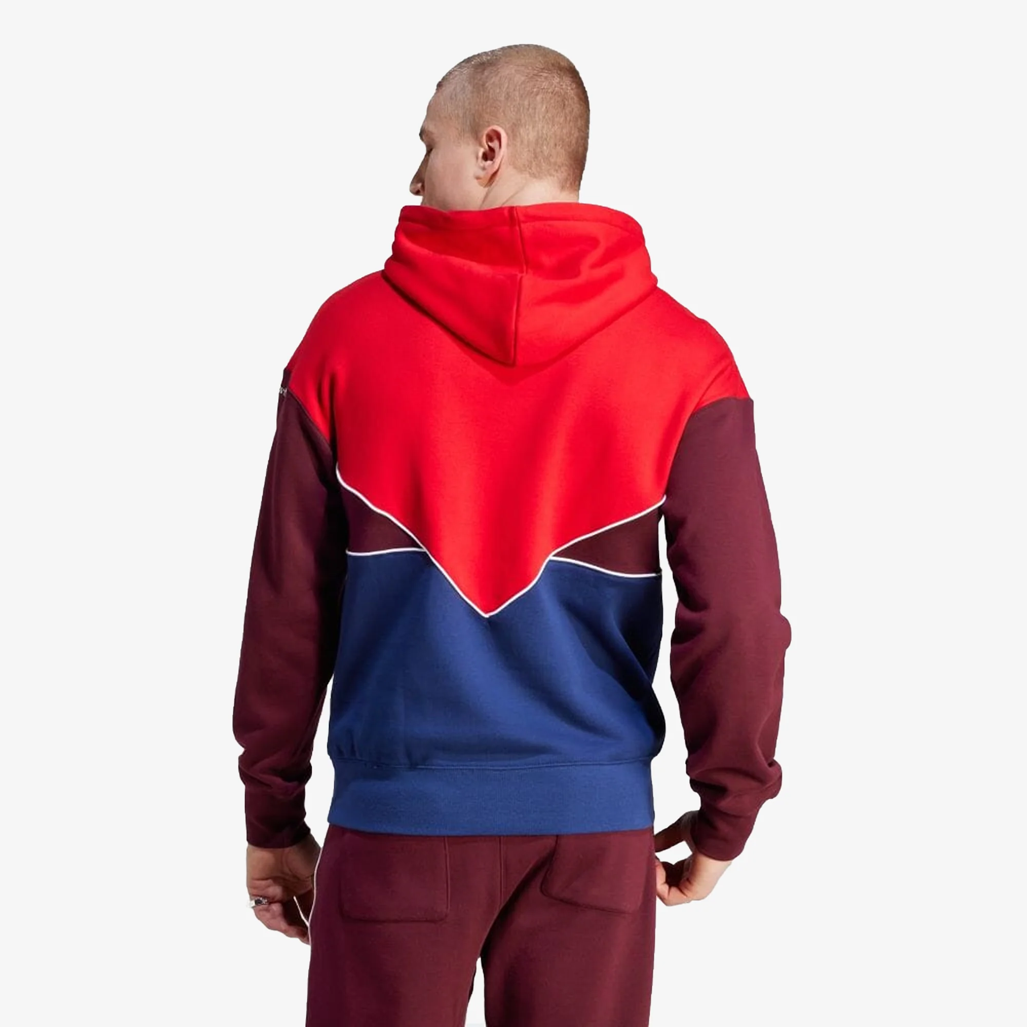 Adidas Originals | ADICOLOR SEASONAL ARCHIVE HOODIE { BETTER SCARLET/DARK BLUE/MAROON - Image 2