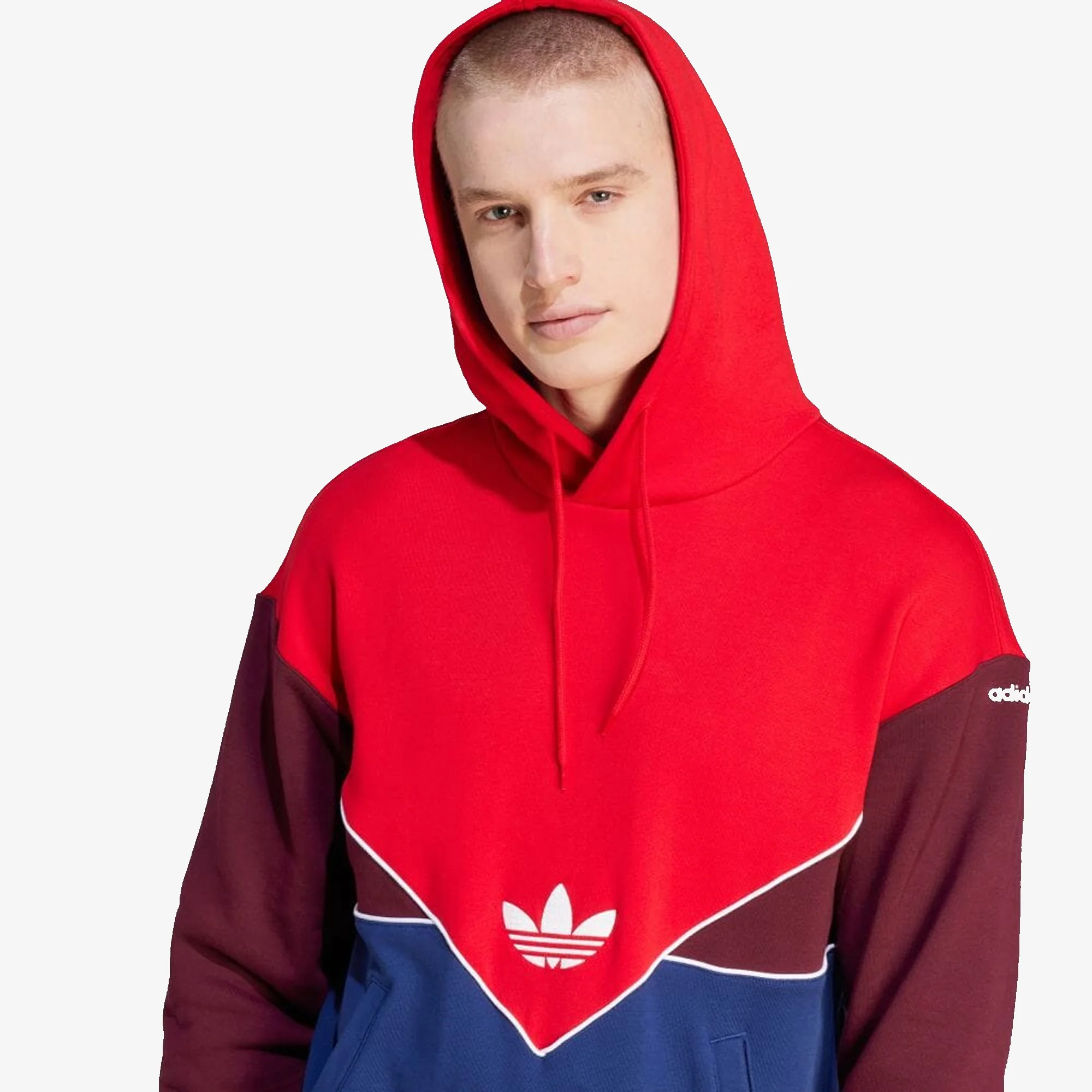 Adidas Originals | ADICOLOR SEASONAL ARCHIVE HOODIE { BETTER SCARLET/DARK BLUE/MAROON - Image 3