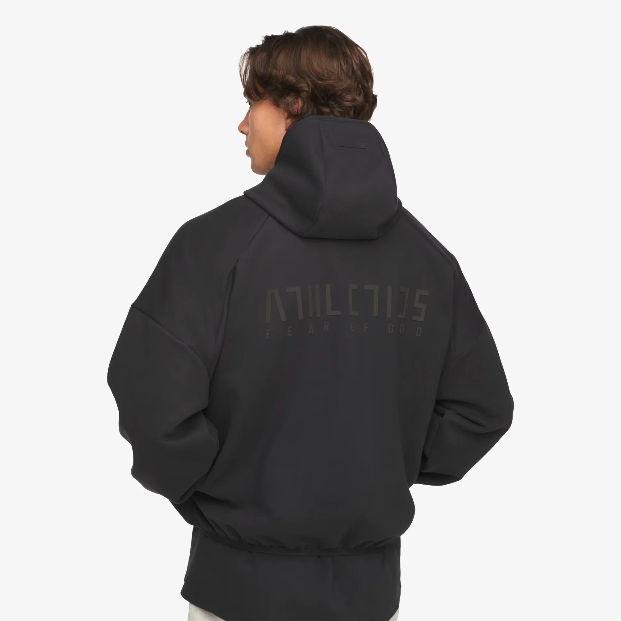 ADIDAS | FEAR OF GOD ATHLETICS SUEDE FLEECE HOODIE { BLACK - Image 3