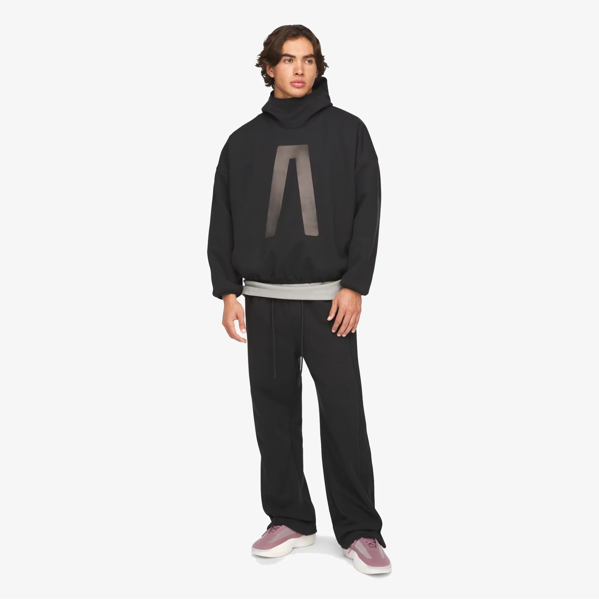 ADIDAS | FEAR OF GOD ATHLETICS SUEDE FLEECE HOODIE { BLACK - Image 4