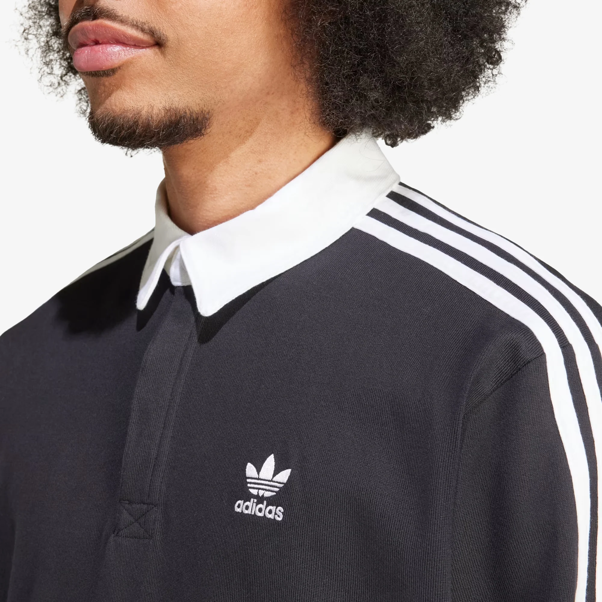 Adidas Originals | ADICOLOR RUGBY POLO SHIRT { BLACK - Image 4