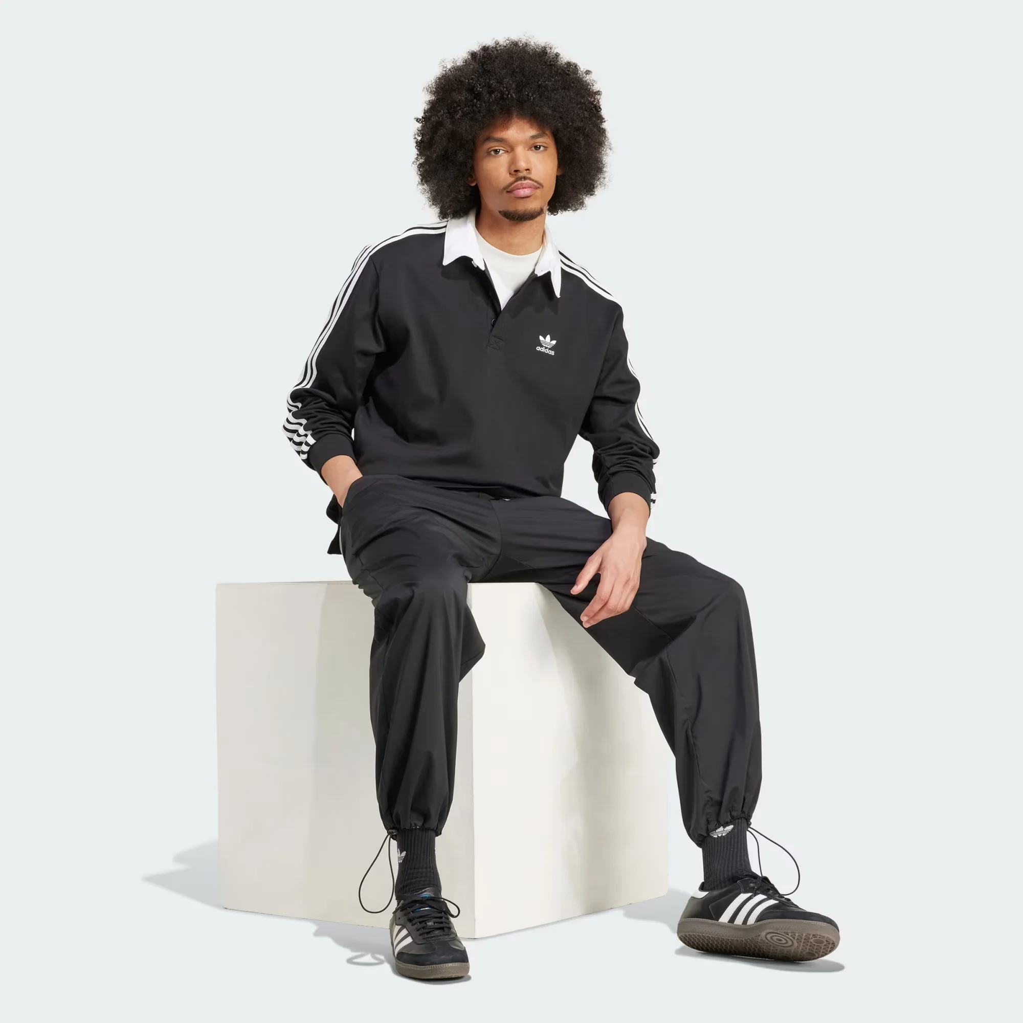 Adidas Originals | ADICOLOR RUGBY POLO SHIRT { BLACK - Image 6
