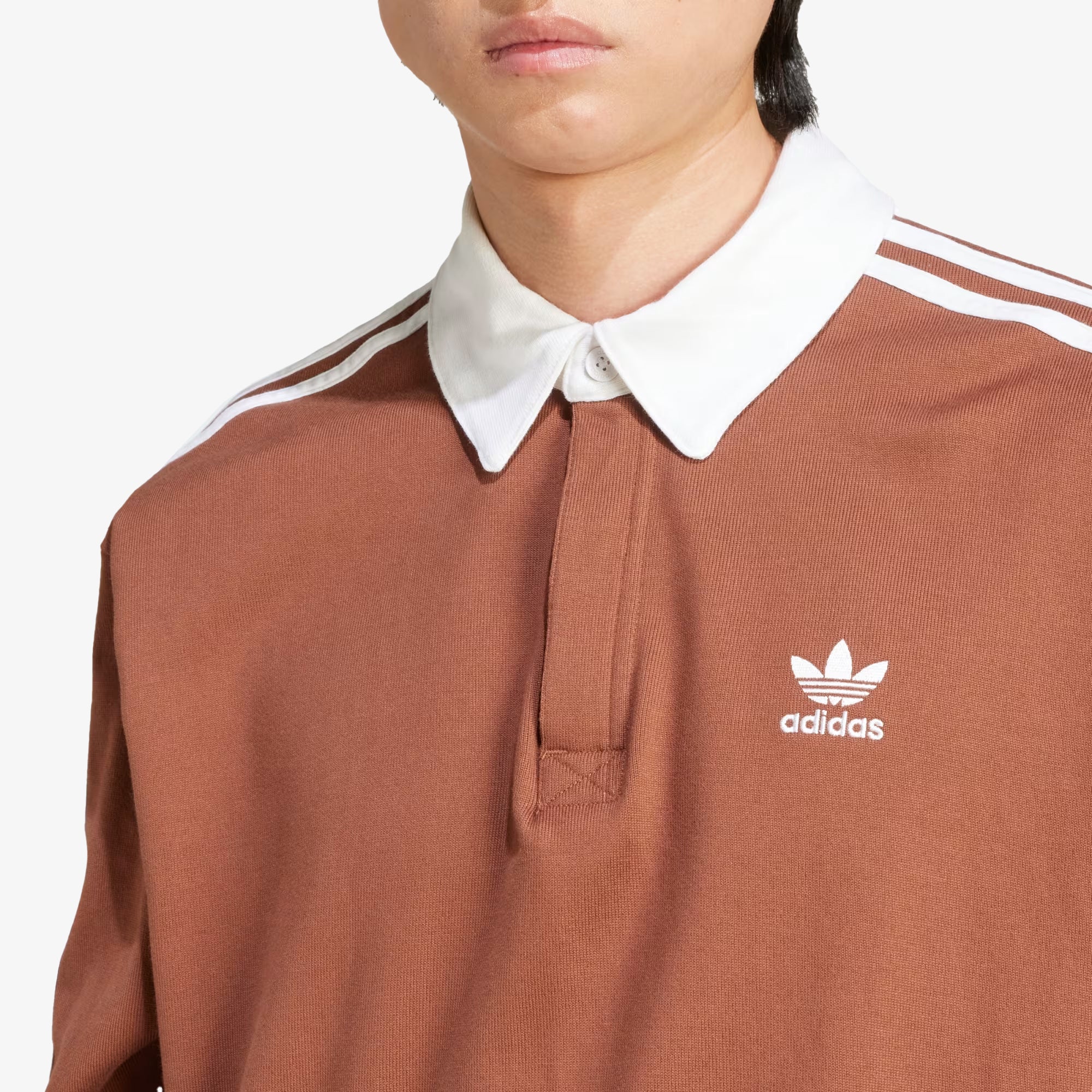 Adidas Originals | ADICOLOR RUGBY POLO SHIRT { PRELOVED BROWN - Image 4