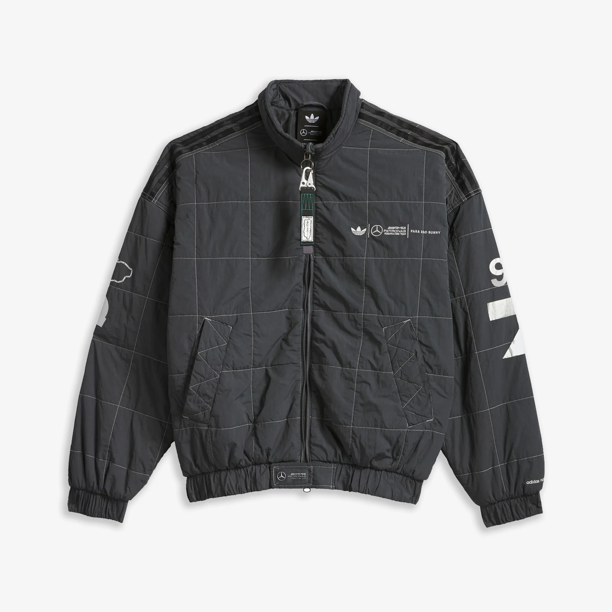 ADIDAS ORIGINALS | BAD BUNNY X MERCEDES - AMG PETRONAS FORMULA ONE TEAM JACKET { DGH SOLID GREY - Image 4