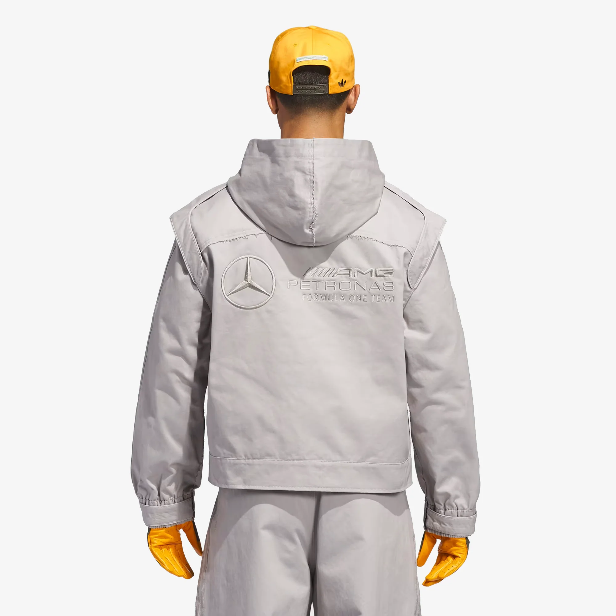 ADIDAS ORIGINALS | BAD BUNNY X MERCEDES - AMG PETRONAS FORMULA ONE TEAM ZIP UP TRACK TOP { CLEAR GRANITE - Image 2