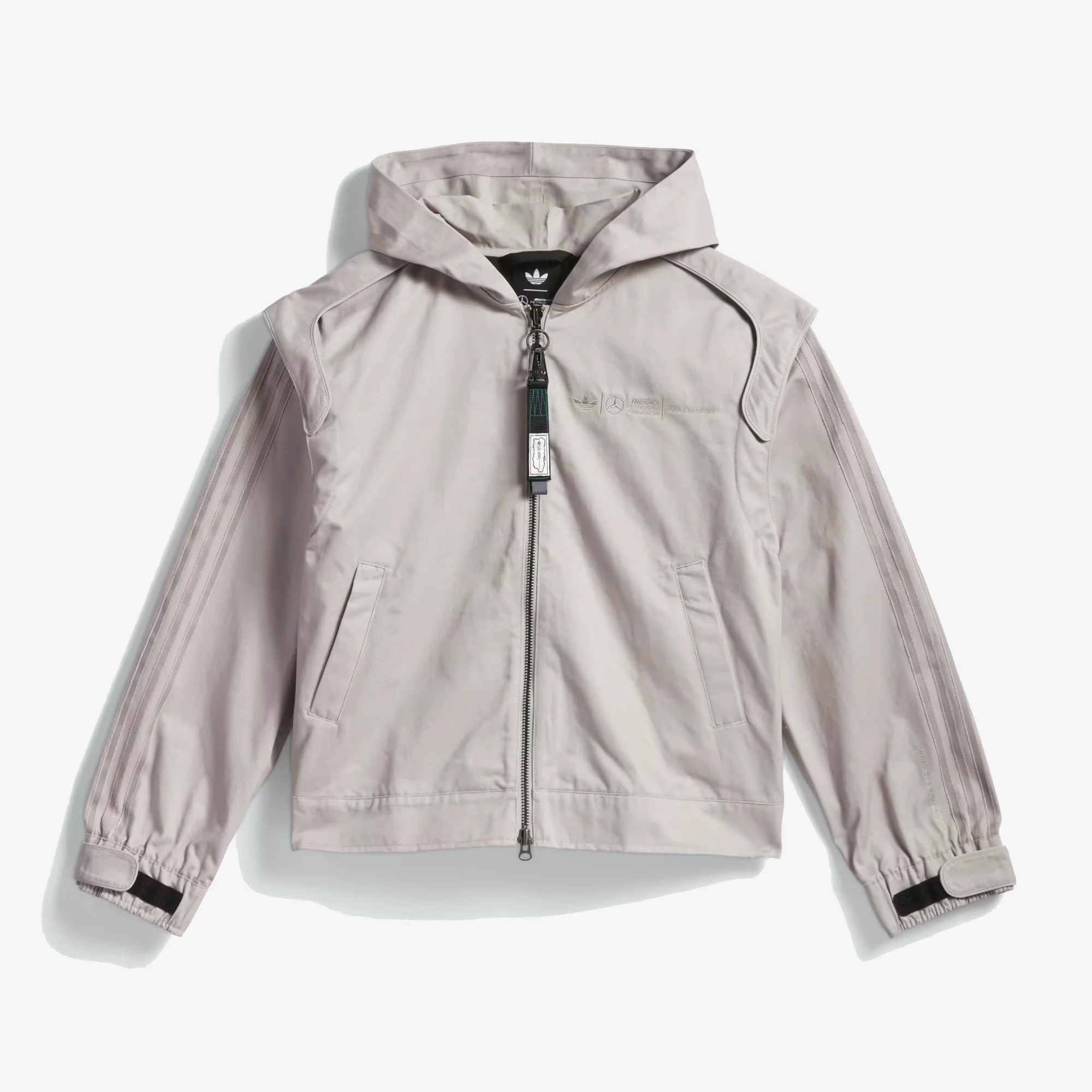 ADIDAS ORIGINALS | BAD BUNNY X MERCEDES - AMG PETRONAS FORMULA ONE TEAM ZIP UP TRACK TOP { CLEAR GRANITE - Image 4