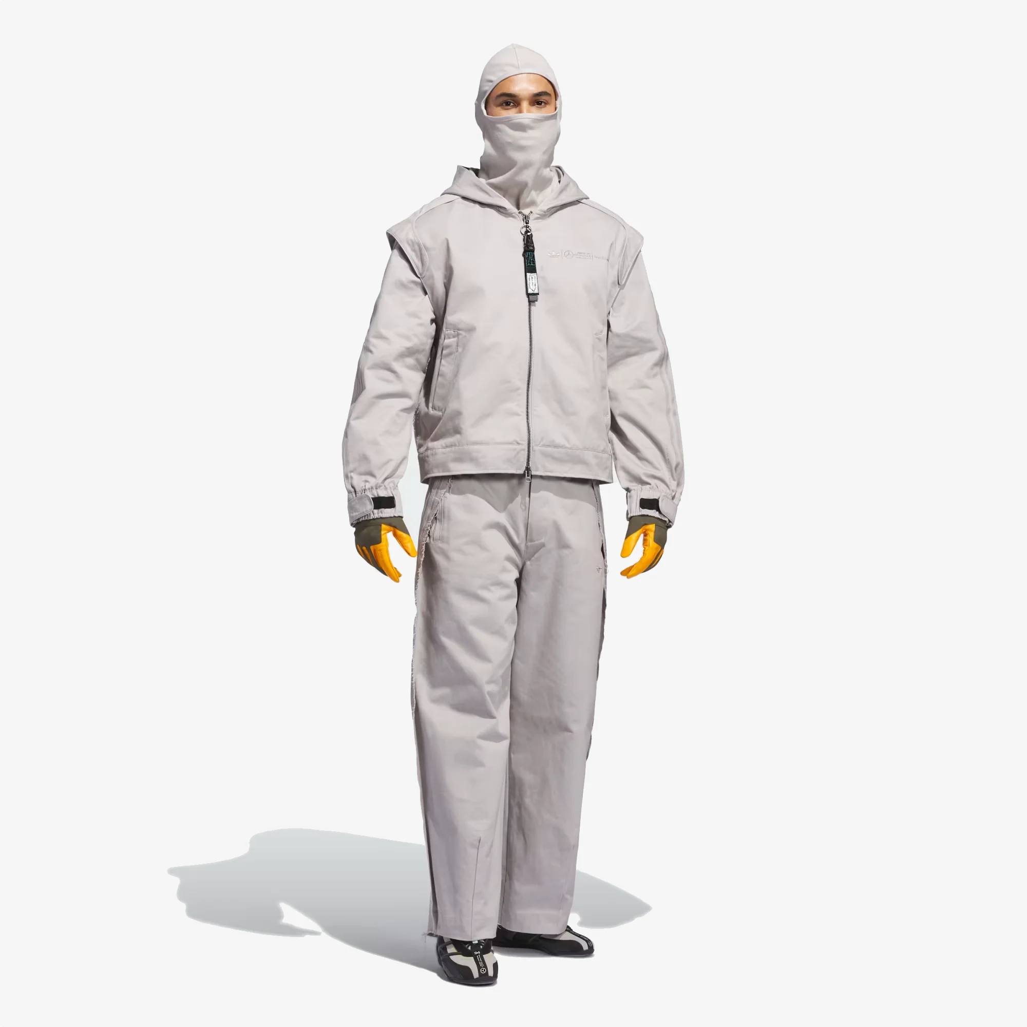 ADIDAS ORIGINALS | BAD BUNNY X MERCEDES - AMG PETRONAS FORMULA ONE TEAM ZIP UP TRACK TOP { CLEAR GRANITE - Image 7