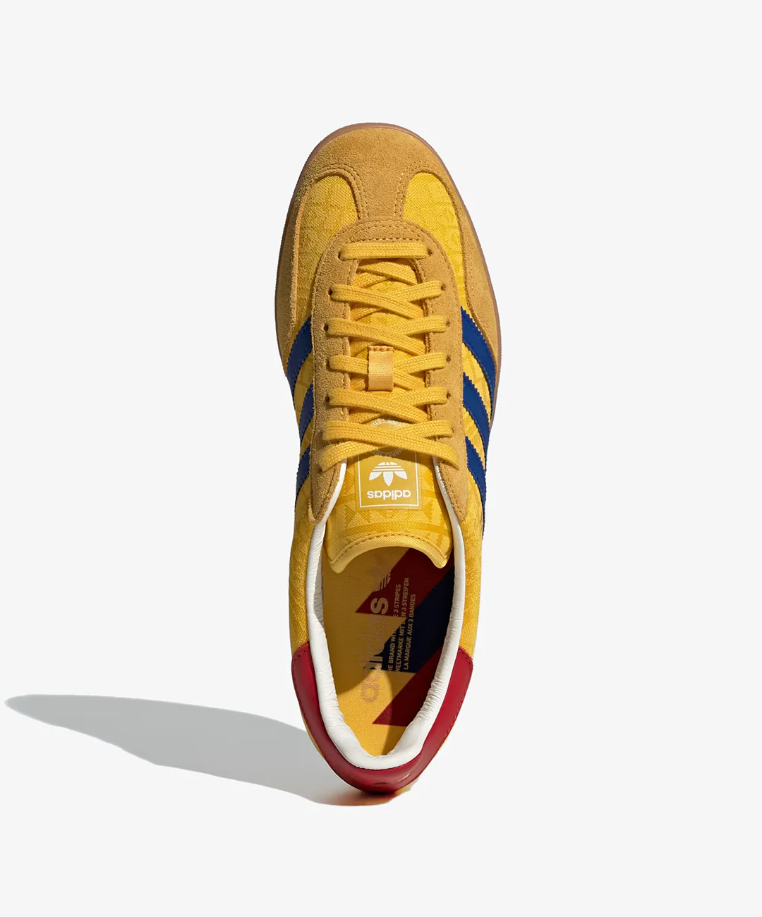 ADIDAS ORIGINALS | GAZELLE INDOOR { BOLD GOLD/POWER BLUE/TEAM COLLEGIATE RED - Image 2