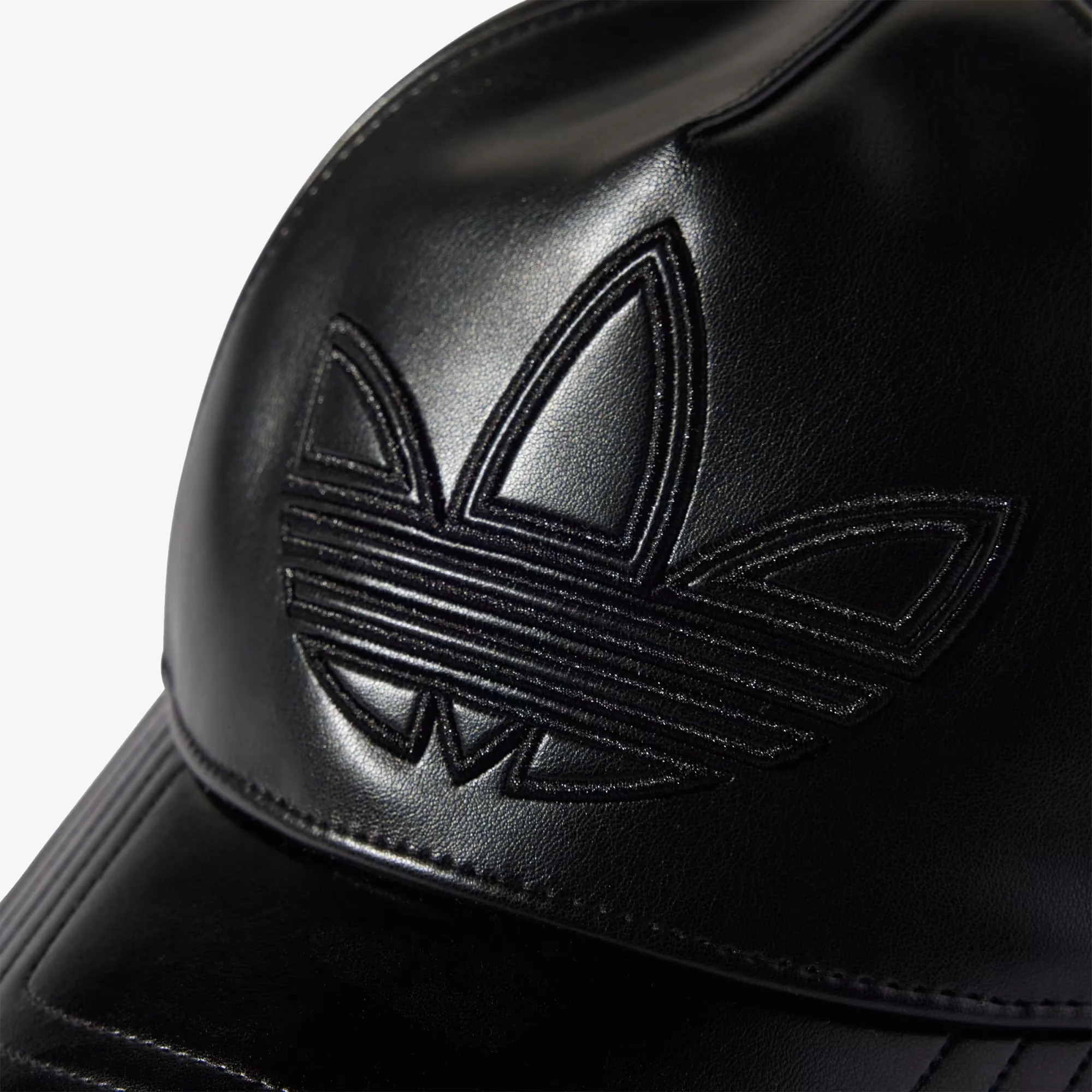 ADIDAS ORIGINALS | POLYURETHANE TREFOIL OUTLINE BASEBALL CAP { BLACK - Image 3