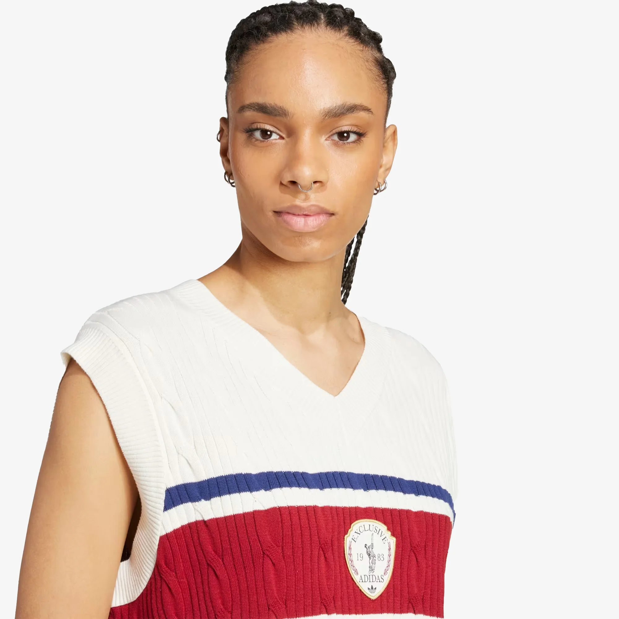Adidas Originals | RETRO SPORTS CRICKET-INSPIRED VEST { OFF WHITE - Image 3