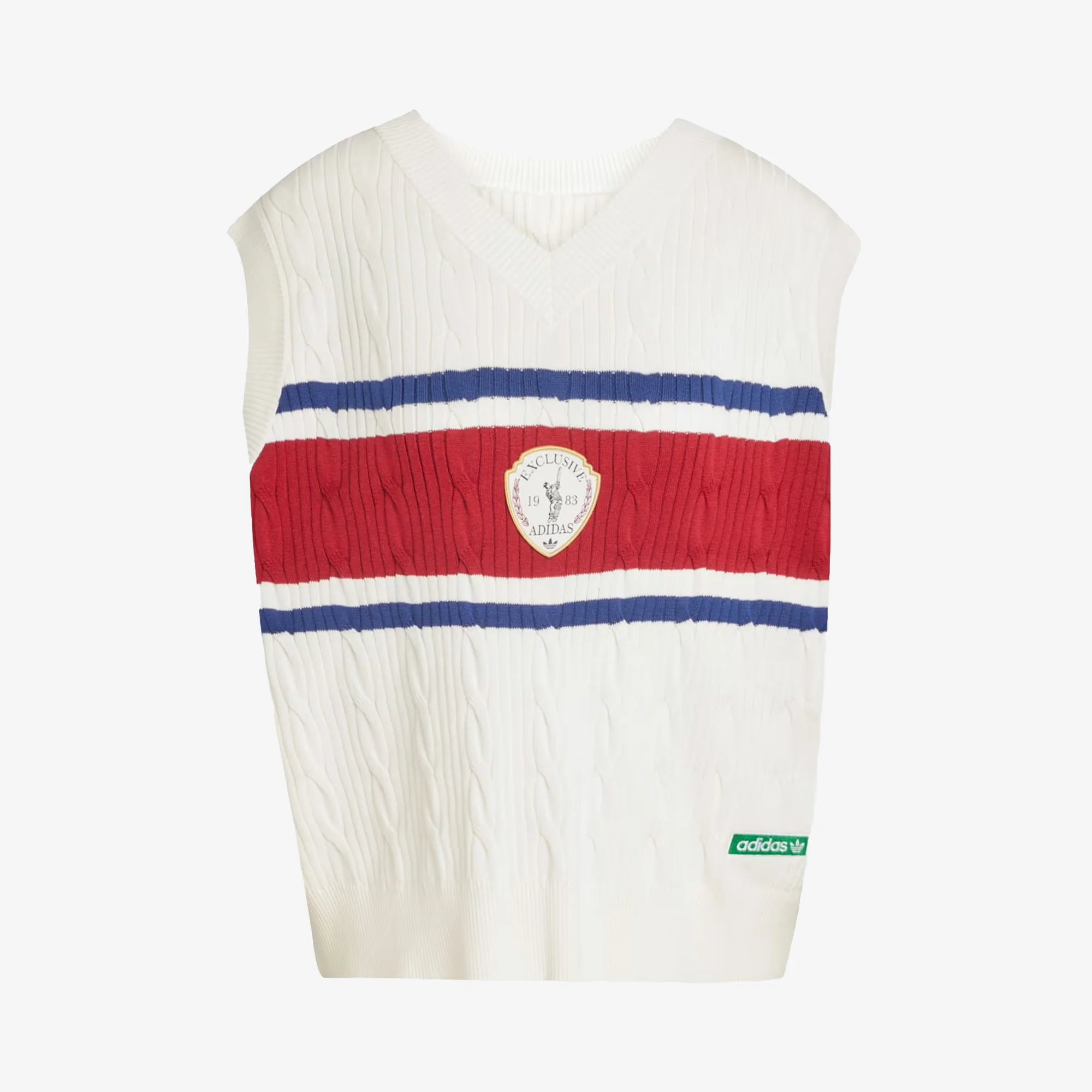 Adidas Originals | RETRO SPORTS CRICKET-INSPIRED VEST { OFF WHITE - Image 4