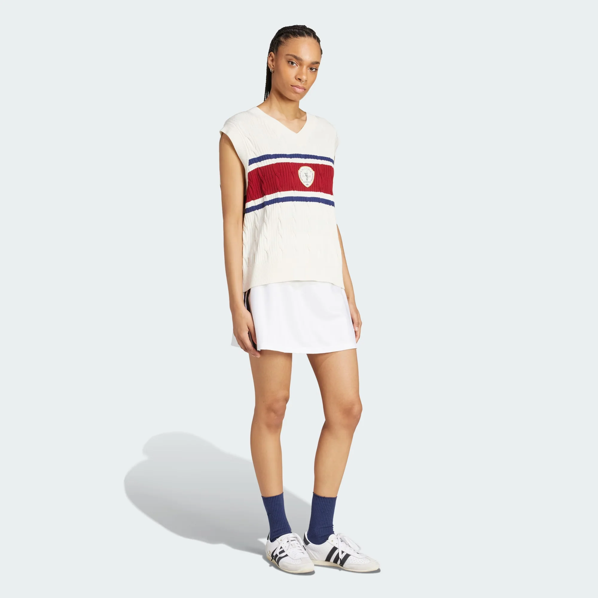 Adidas Originals | RETRO SPORTS CRICKET-INSPIRED VEST { OFF WHITE - Image 6