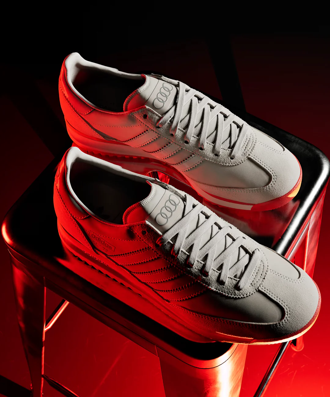 ADIDAS ORIGINALS | SL 72 RS AUDI REVOLUT F1 TEAM { GREY / CHALK PEARL / HI-RES RED - Image 3