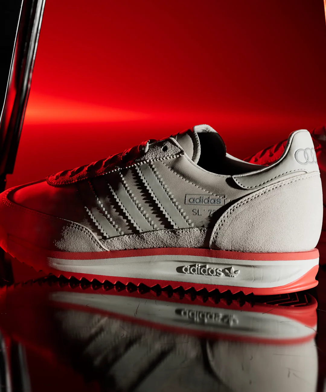 ADIDAS ORIGINALS | SL 72 RS AUDI REVOLUT F1 TEAM { GREY / CHALK PEARL / HI-RES RED - Image 6