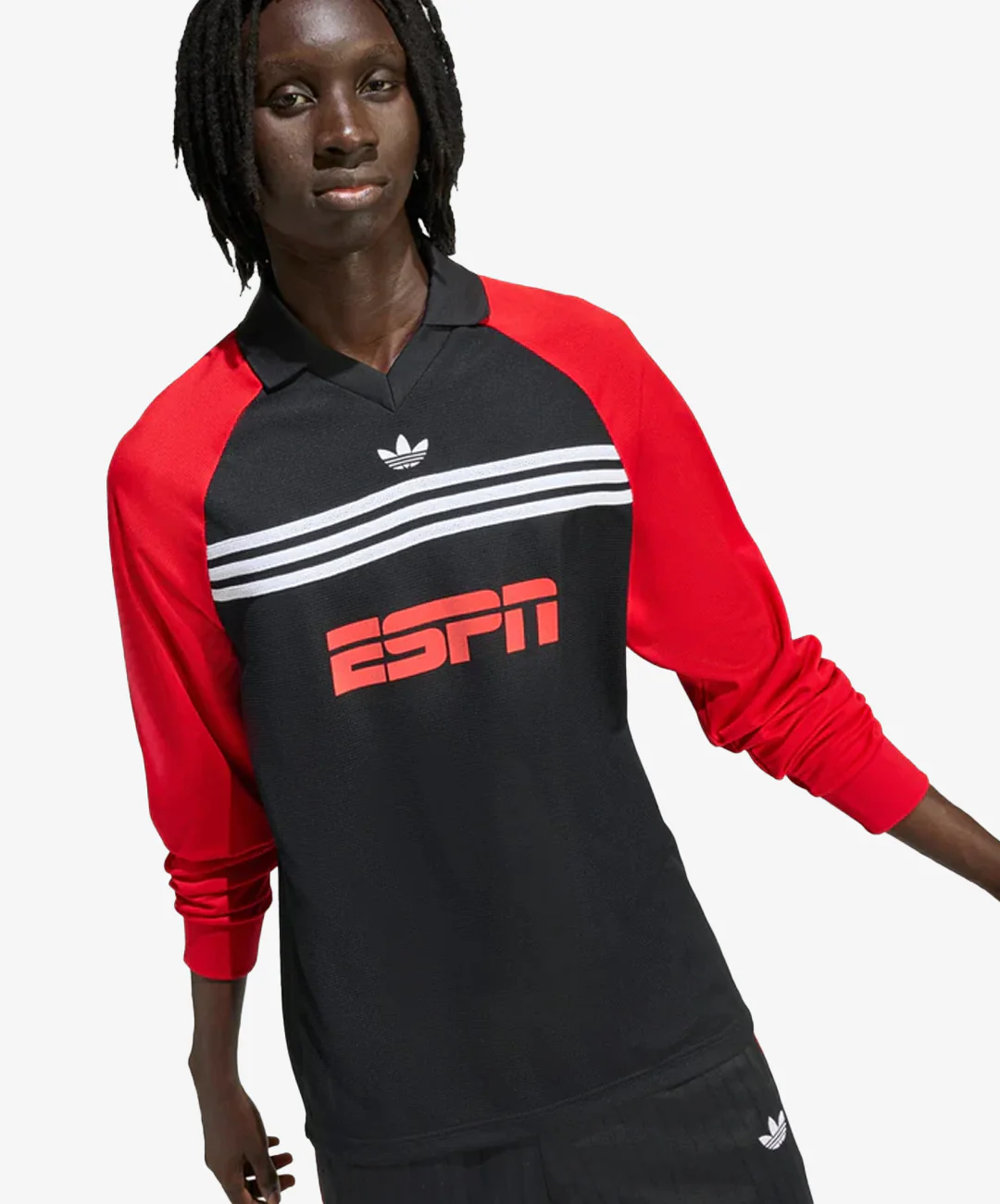 Adidas Originals | SPONSORED ARCHIVE LONGSLEEVE TEE { BLACK/BETTER SCARLET - Image 3