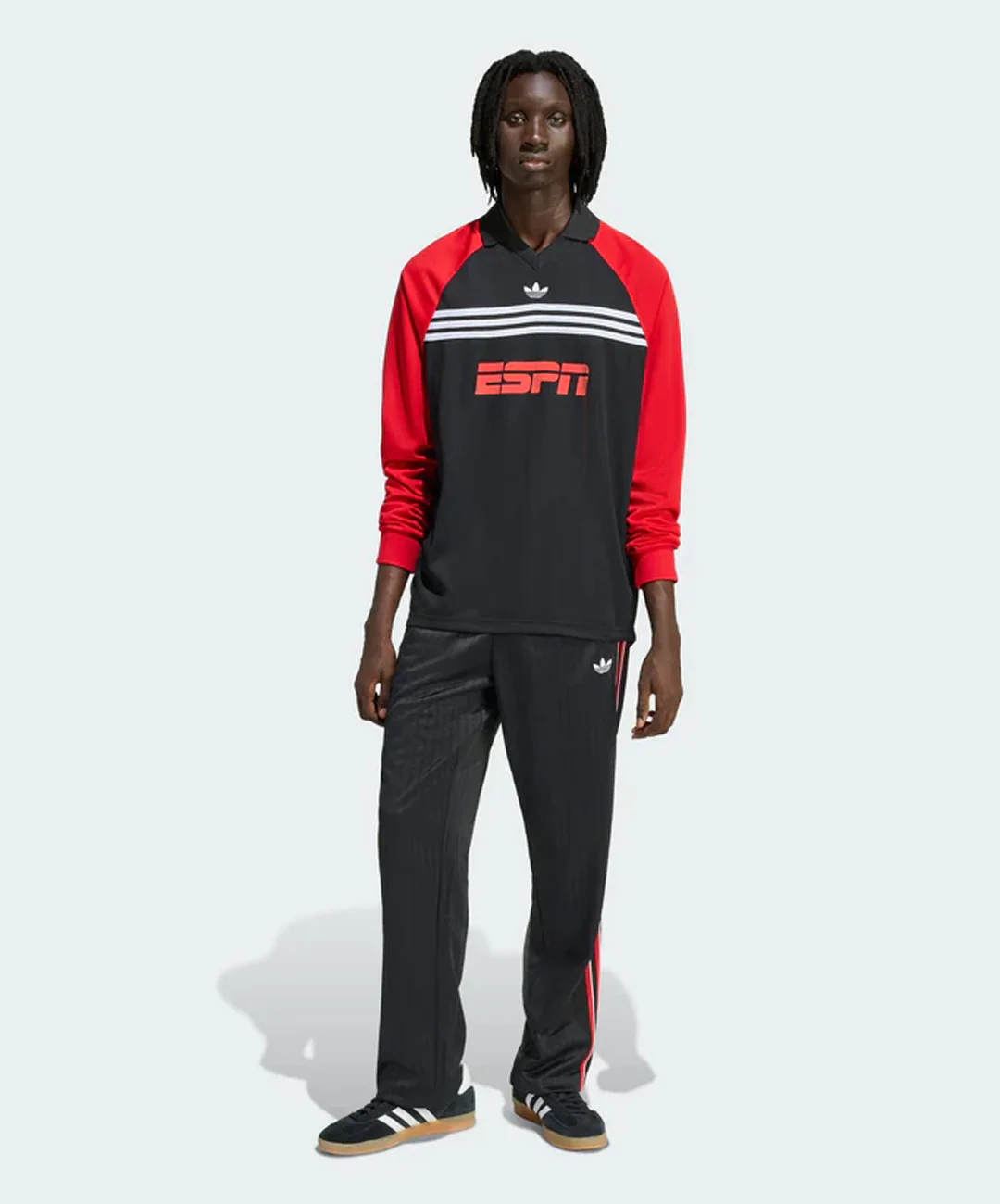 Adidas Originals | SPONSORED ARCHIVE LONGSLEEVE TEE { BLACK/BETTER SCARLET - Image 6