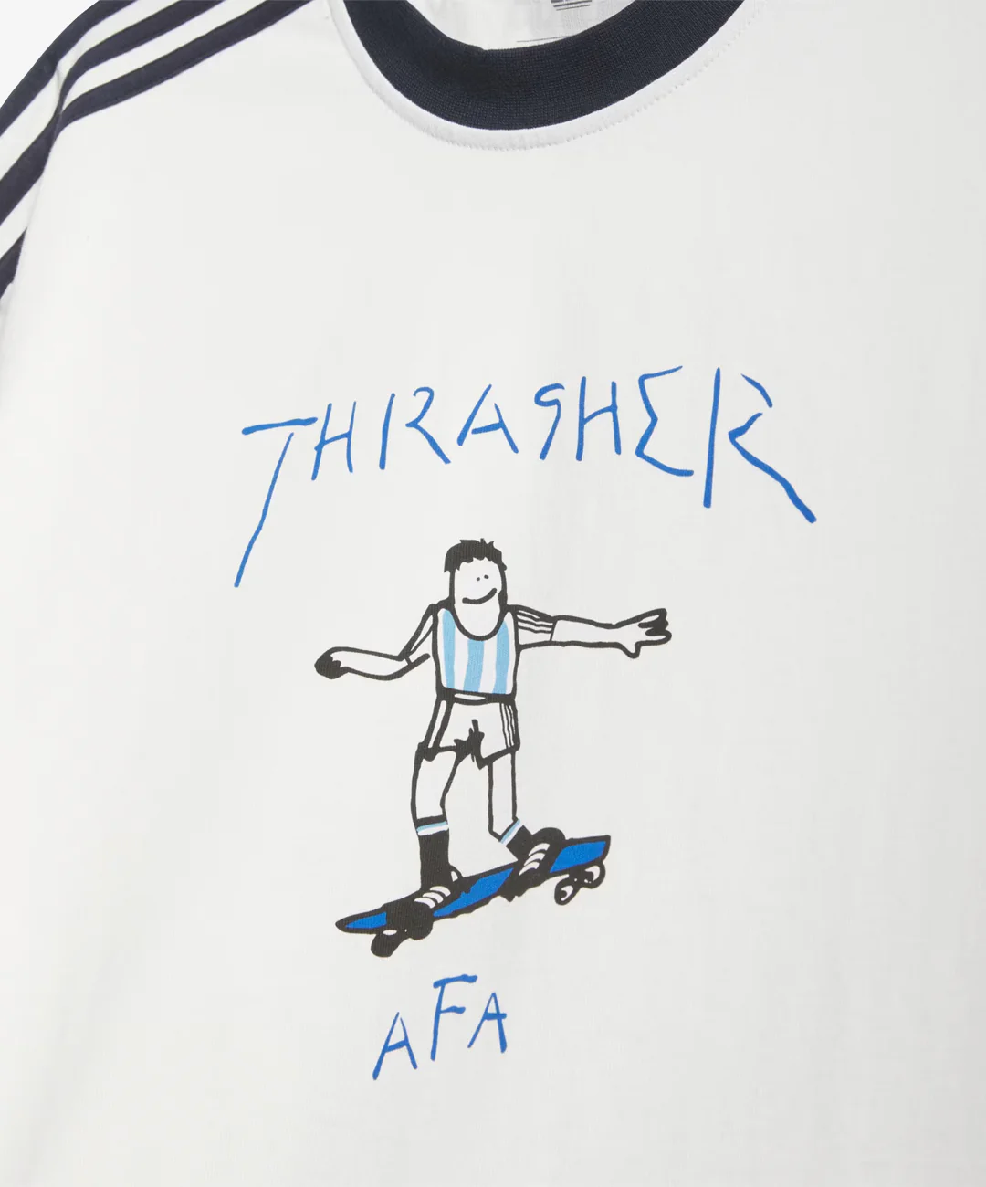 ADIDAS ORIGINALS | THRASHER x ARGENTINA GONZ RINGER T-SHIRT { CORE WHITE - Image 3