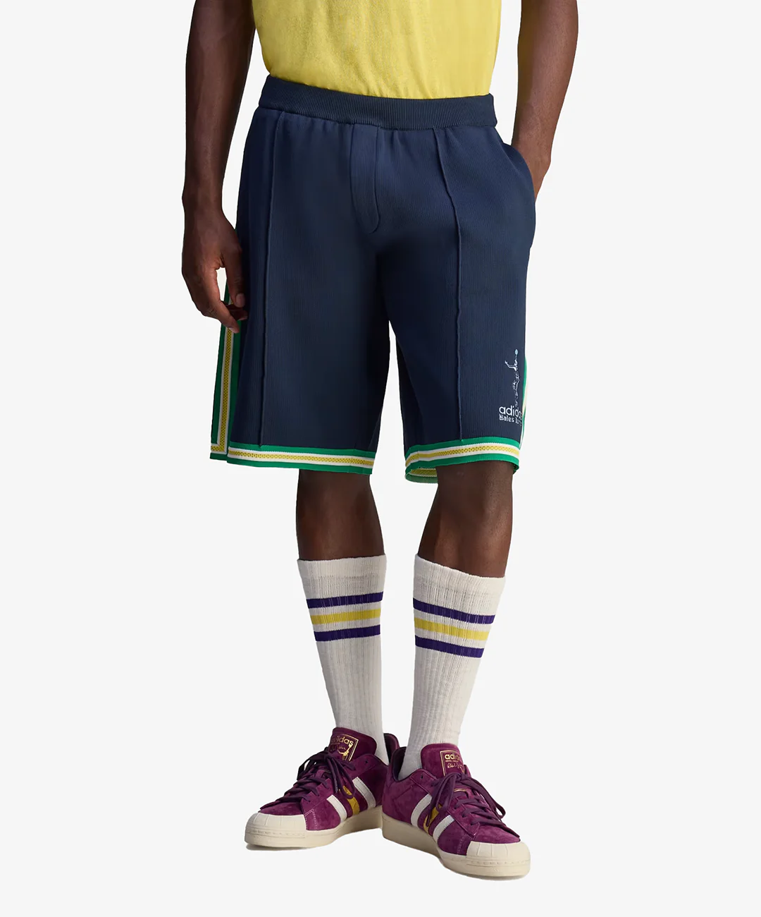 Adidas Originals | WALES BONNER JABBAR 3-STRIPES KNIT SHORTS { NIGHT NAVY
