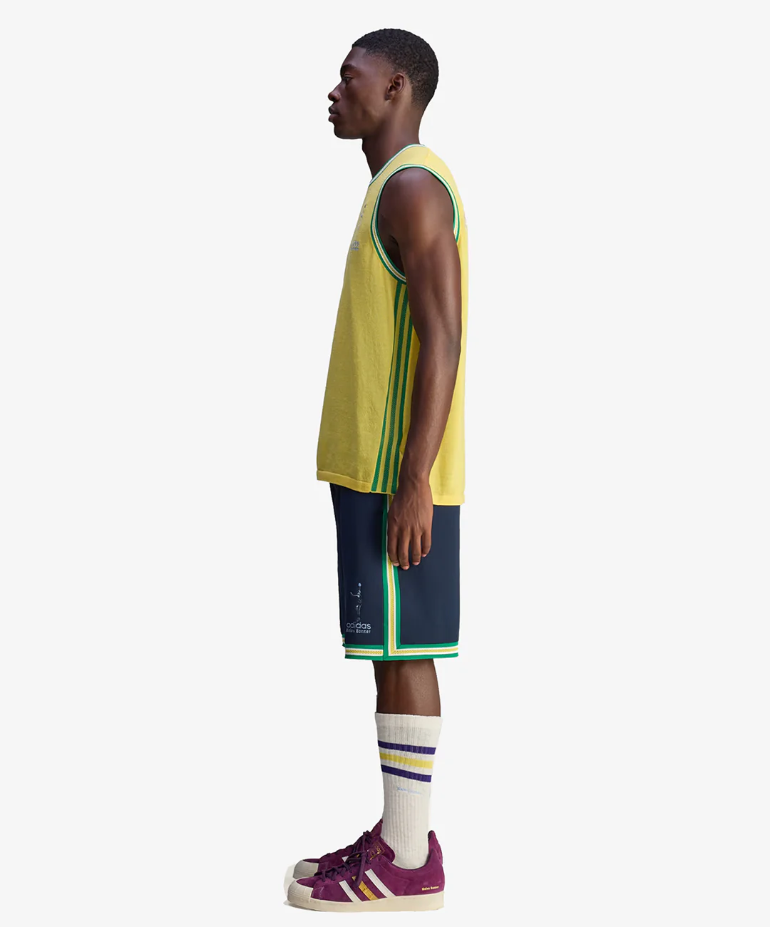 Adidas Originals | WALES BONNER JABBAR 3-STRIPES KNIT SHORTS { NIGHT NAVY - Image 4