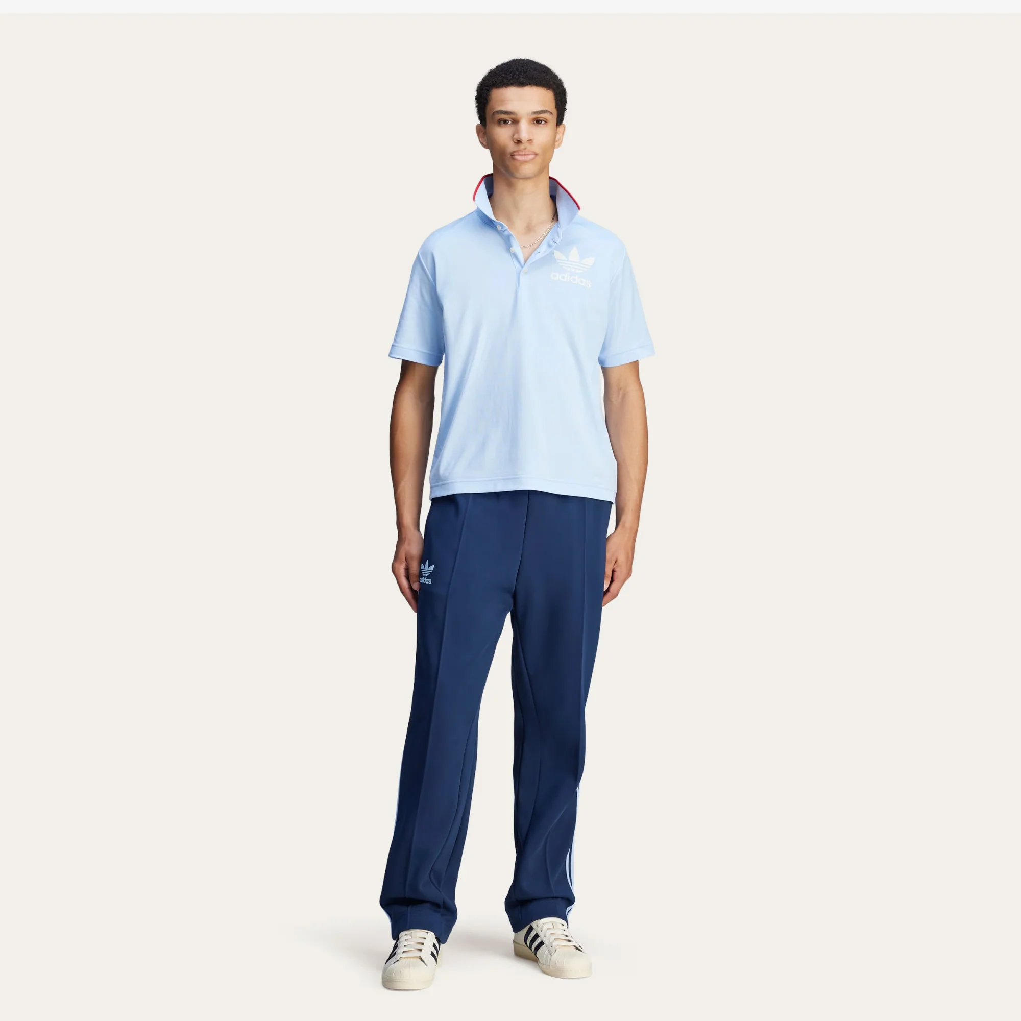 ADIDAS ORIGINALS | WALES BONNER SHORT SLEEVE POLO SHIRT { GLOW BLUE - Image 4