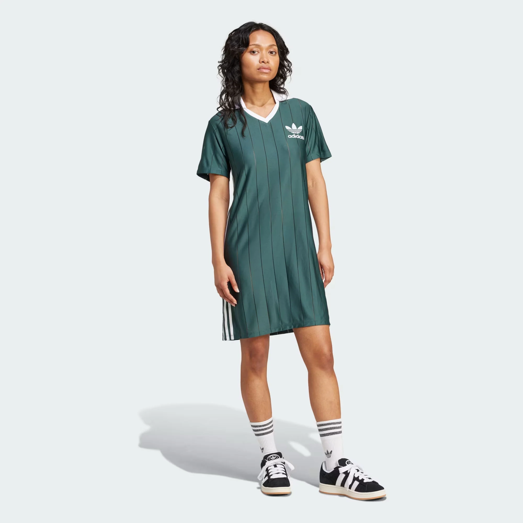 ADIDAS ORIGINALS | ADICOLOR 3-STRIPES PINSTRIPE DRESS { MINERAL GREEN - Image 6