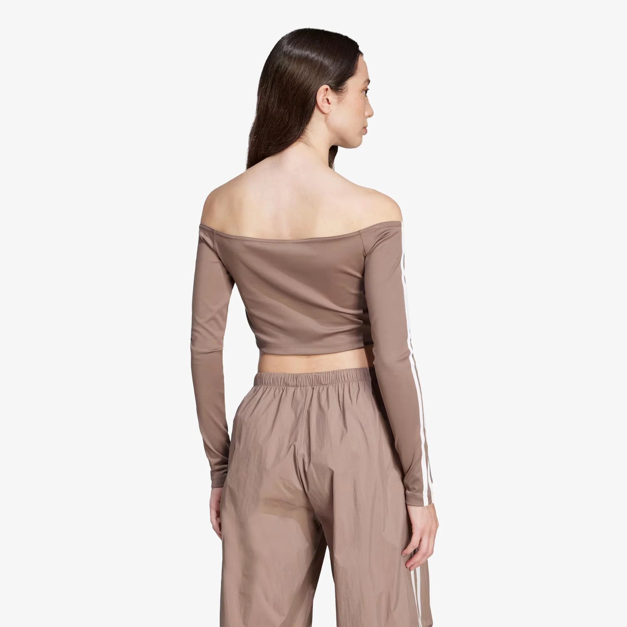 Adidas Originals | ADICOLOR OFF SHOULDER LONG SLEEVE TEE { TRACE BROWN - Image 2