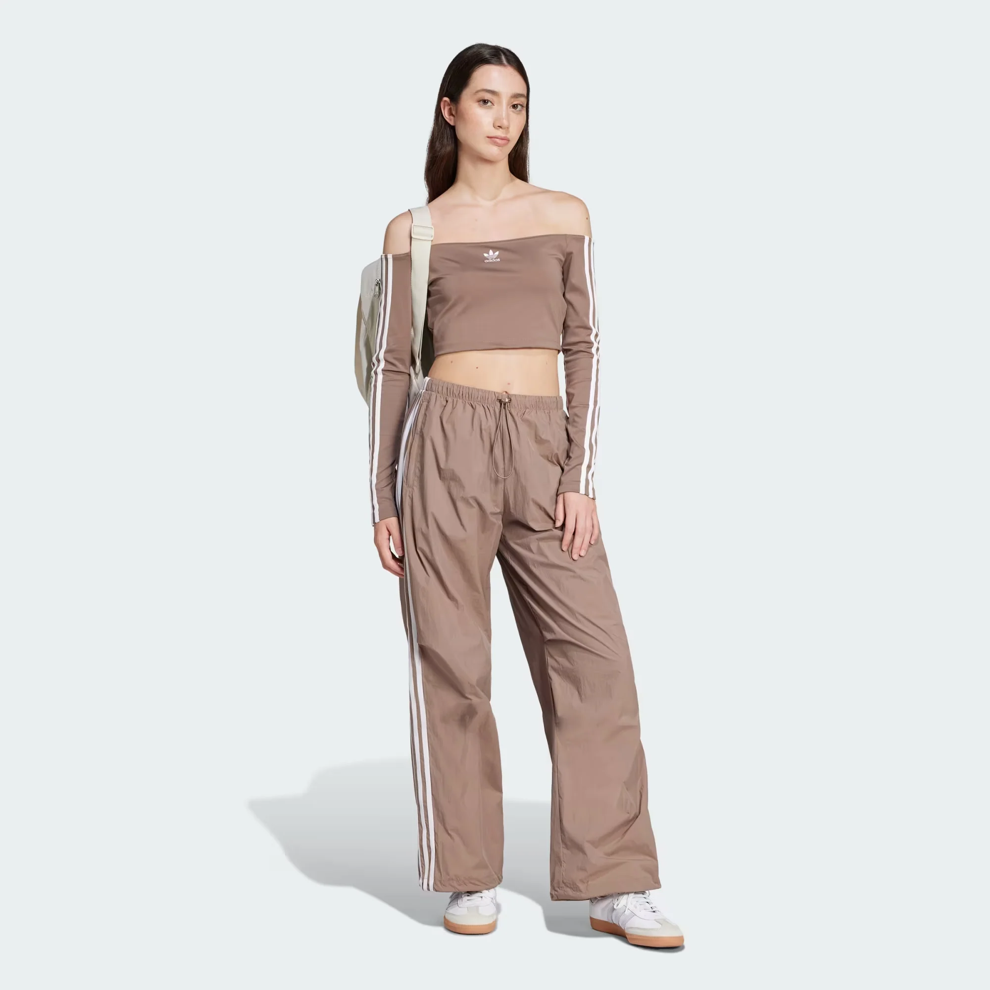 Adidas Originals | ADICOLOR OFF SHOULDER LONG SLEEVE TEE { TRACE BROWN - Image 6