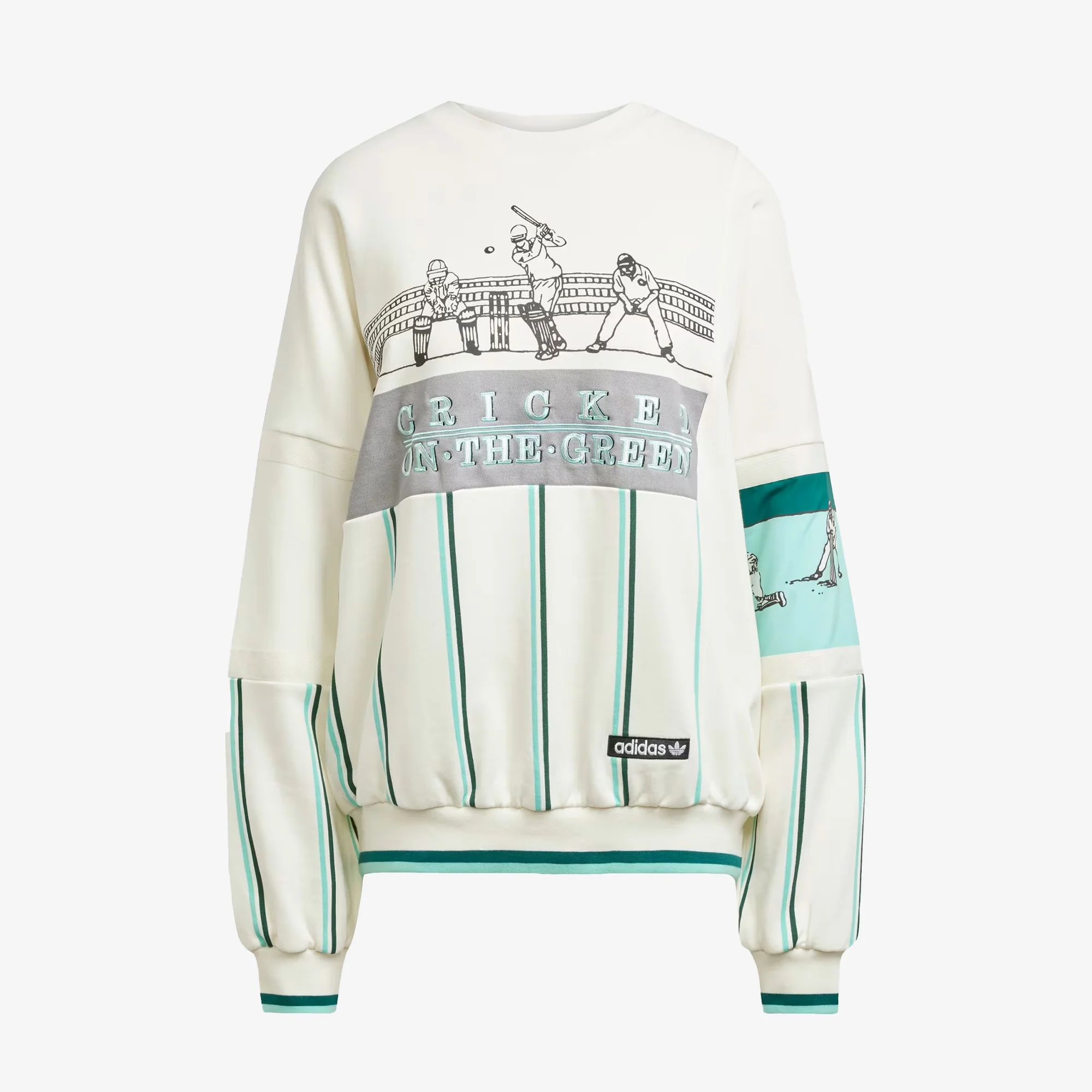 Adidas Originals | RETRO SPORTS CRICKET-INSPIRED CREW SWEATSHIRT { OFF WHITE - Image 3