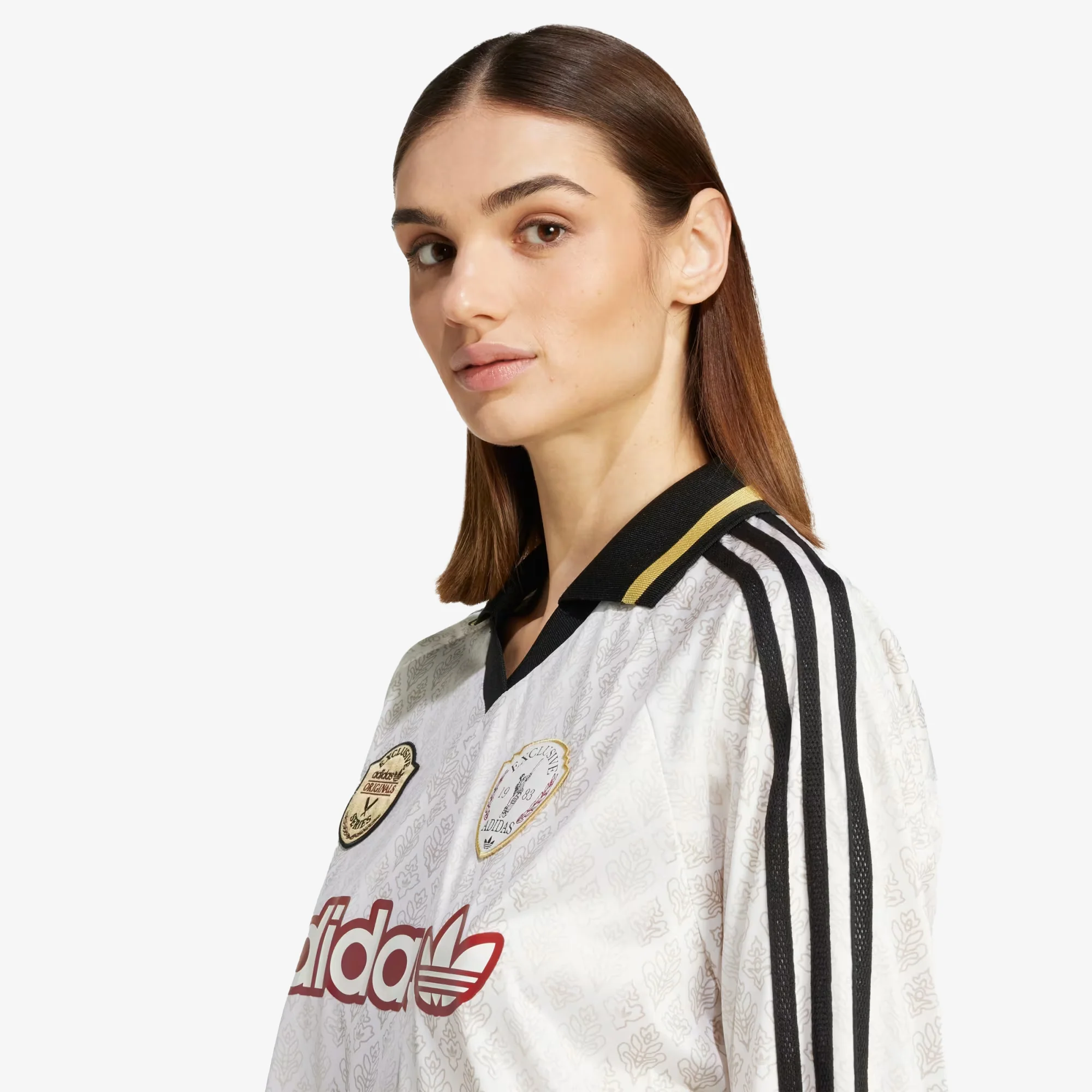 Adidas Originals | RETRO SPORTS CRICKET-INSPIRED LONG SLEEVE JERSEY { OFF WHITE - Image 3