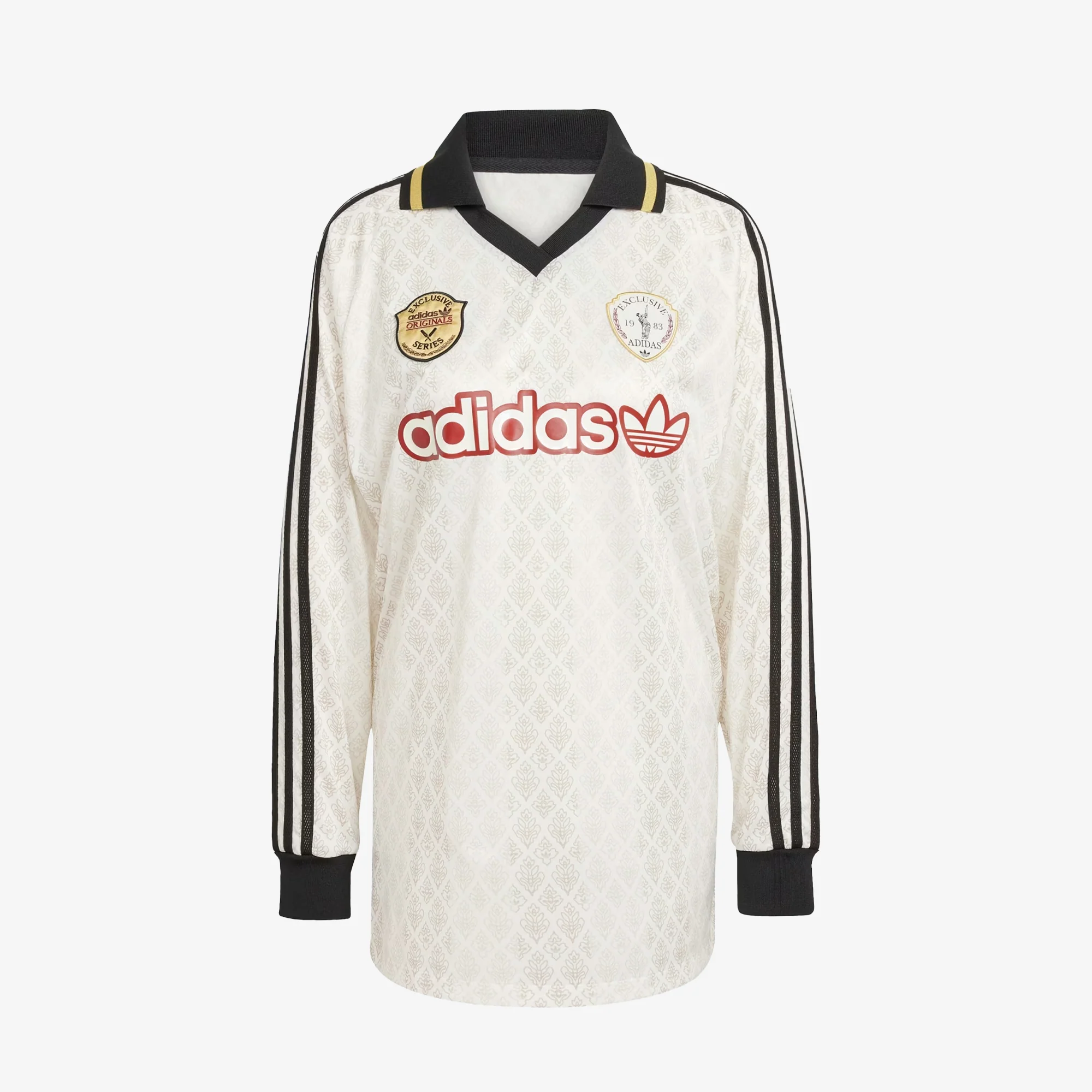 Adidas Originals | RETRO SPORTS CRICKET-INSPIRED LONG SLEEVE JERSEY { OFF WHITE - Image 5