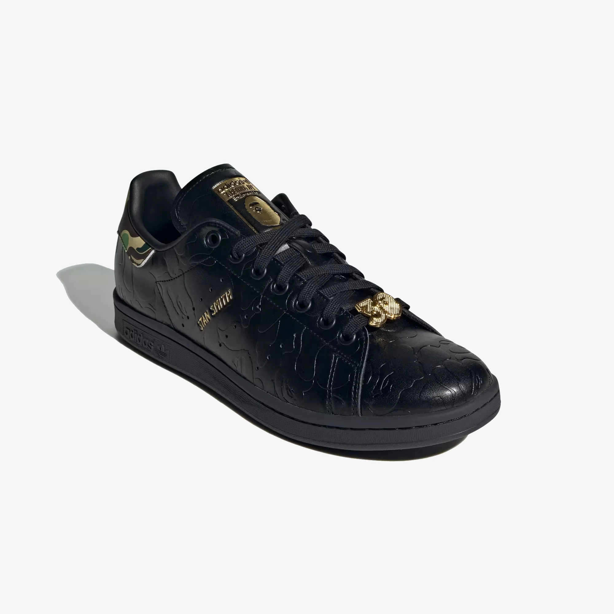 Adidas Originals | X BAPE STAN SMITH { CORE BLACK/GOLD METALLIC - Image 4