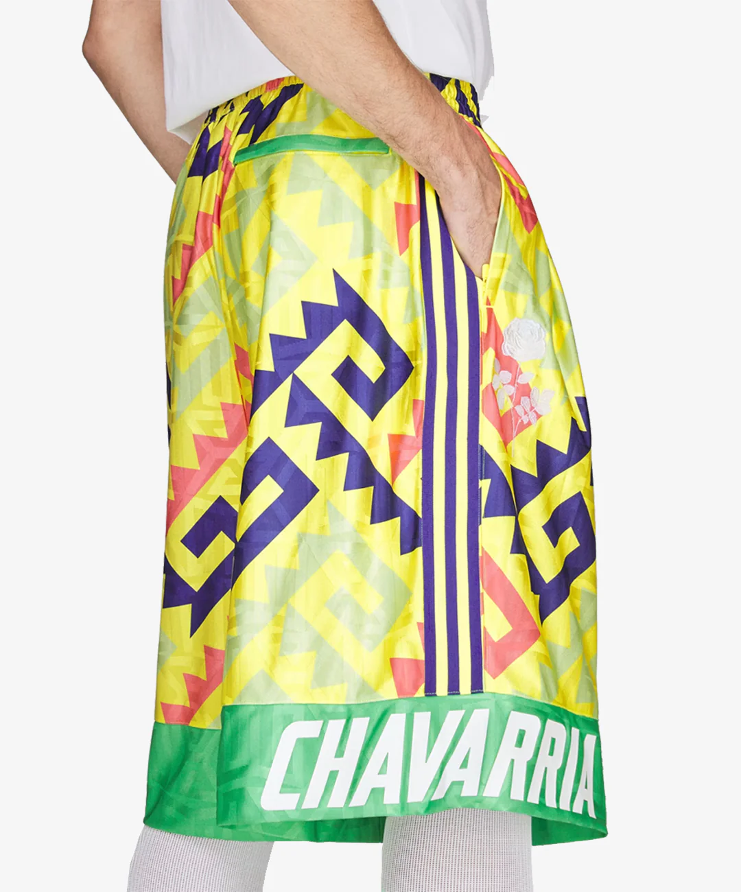 Adidas Originals | x CHAVARRIA AOP GOALKEEPER SHORT { SOLAR LEMON/PURE PURPLE/SOLAR TURBO - Image 2