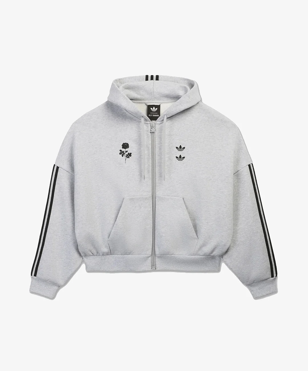 ADIDAS ORIGINALS | x CHAVARRIA FULL ZIP LOGO HOODIE { LIGHT GREY HEATHER - Image 2