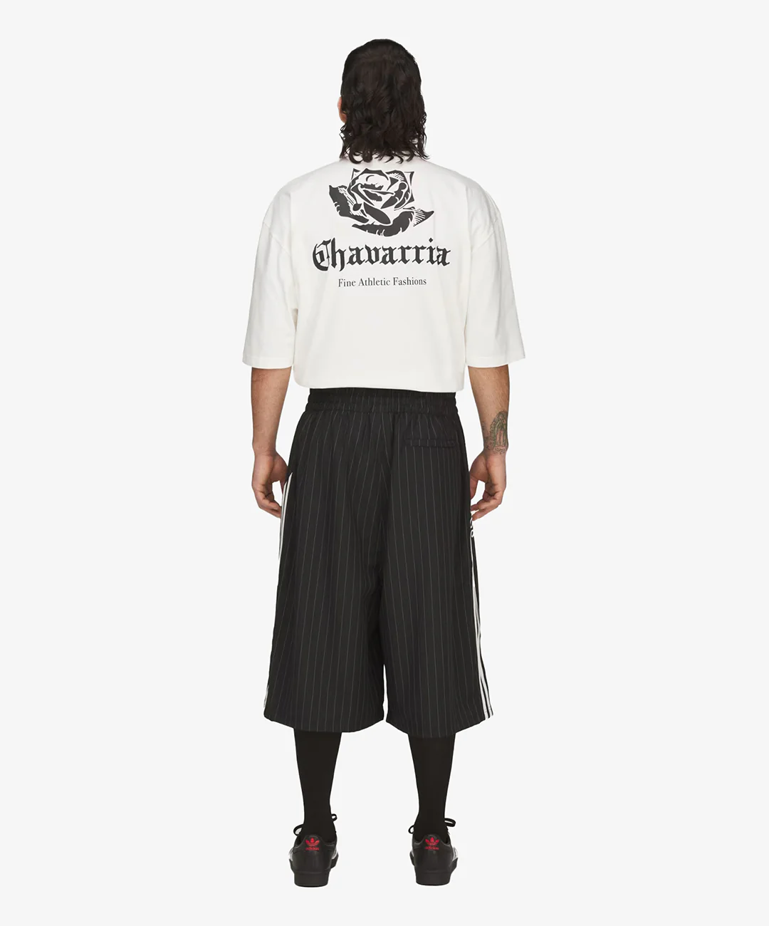 Adidas Originals | x CHAVARRIA PINSTRIPE LONG SHORT { BLACK/WHITE - Image 7