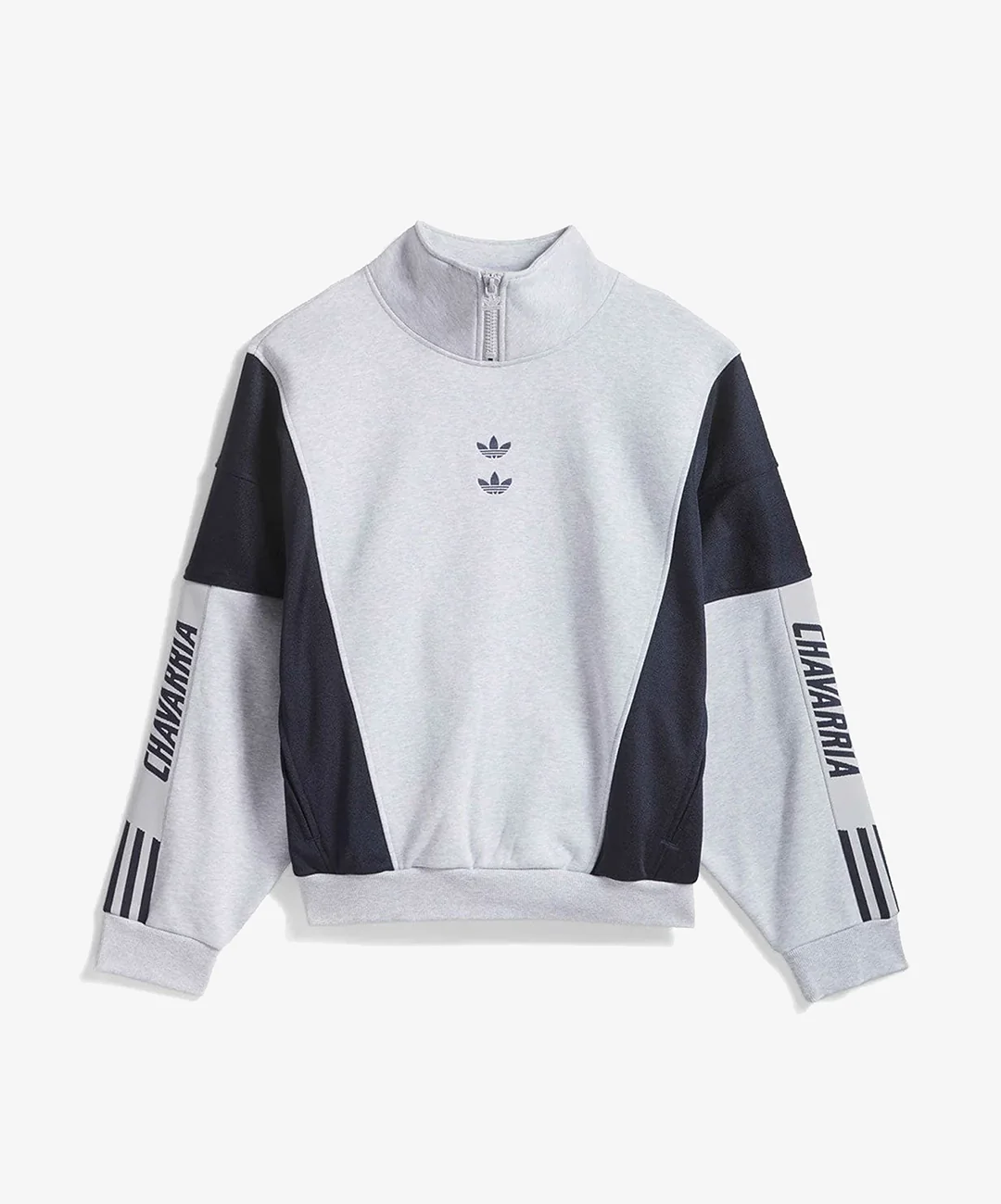 ADIDAS ORIGINALS | x CHAVARRIA WATSONVILLE MOCKNECK SWEATER { LIGHT GREY/ LEGEND INK - Image 3