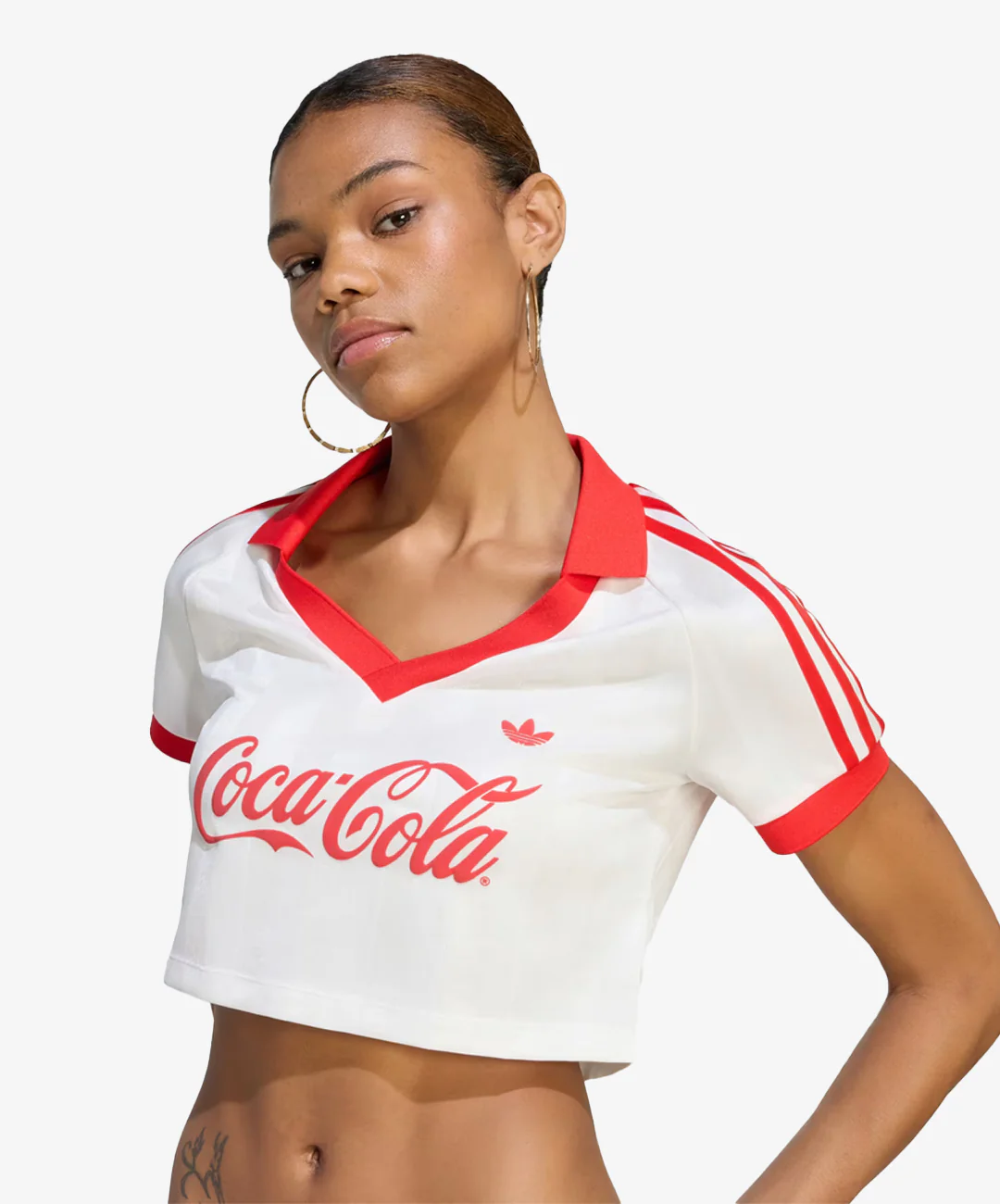 Adidas Originals | X COCA-COLA CROPPED JERSEY { CORE WHITE - Image 3