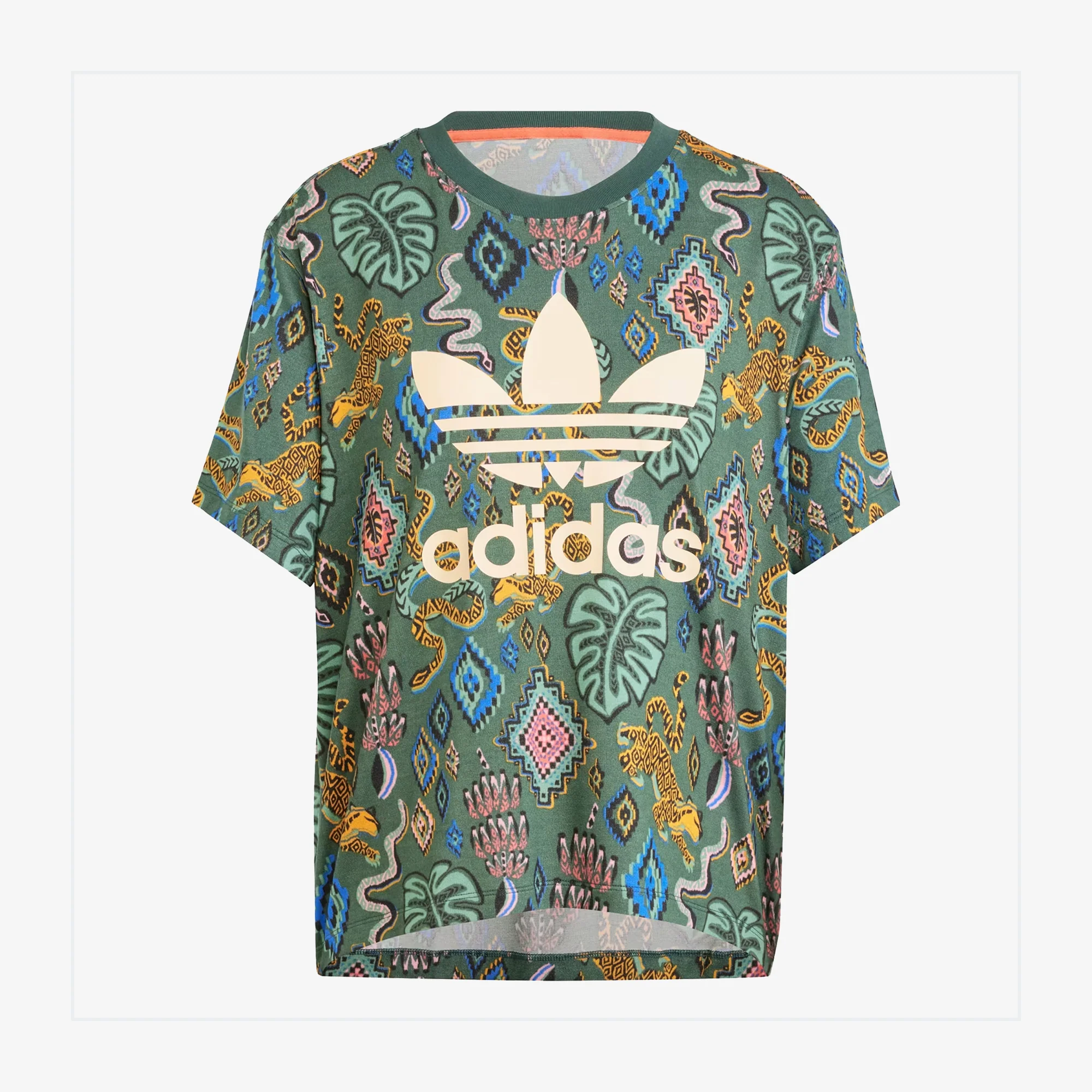 ADIDAS ORIGINALS | x FARM RIO TREFOIL TEE { GREEN - Image 4