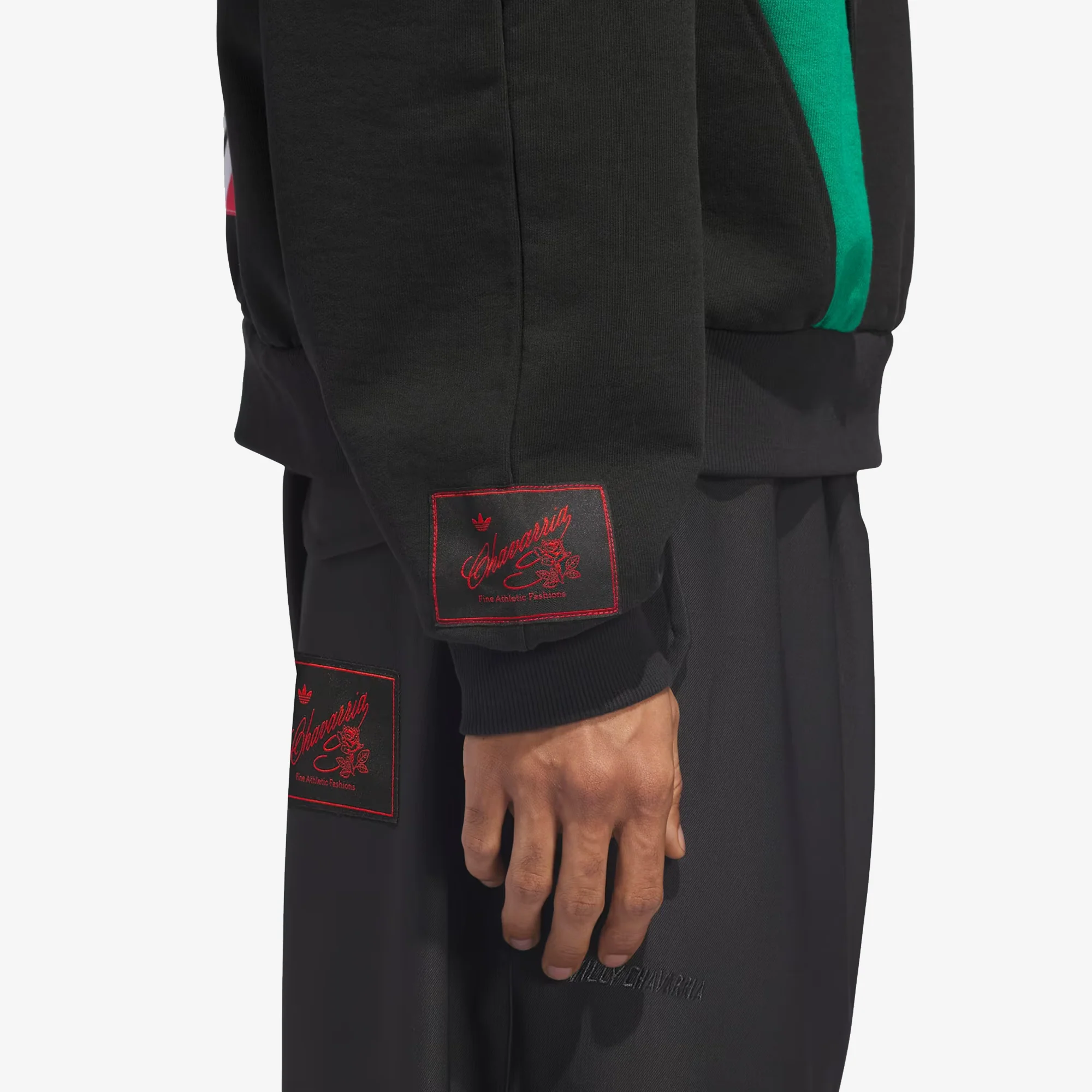 ADIDAS ORIGINALS | x WILLY CHAVARRIA FLEECE CREWNECK { BLACK/RED/GREEN - Image 4