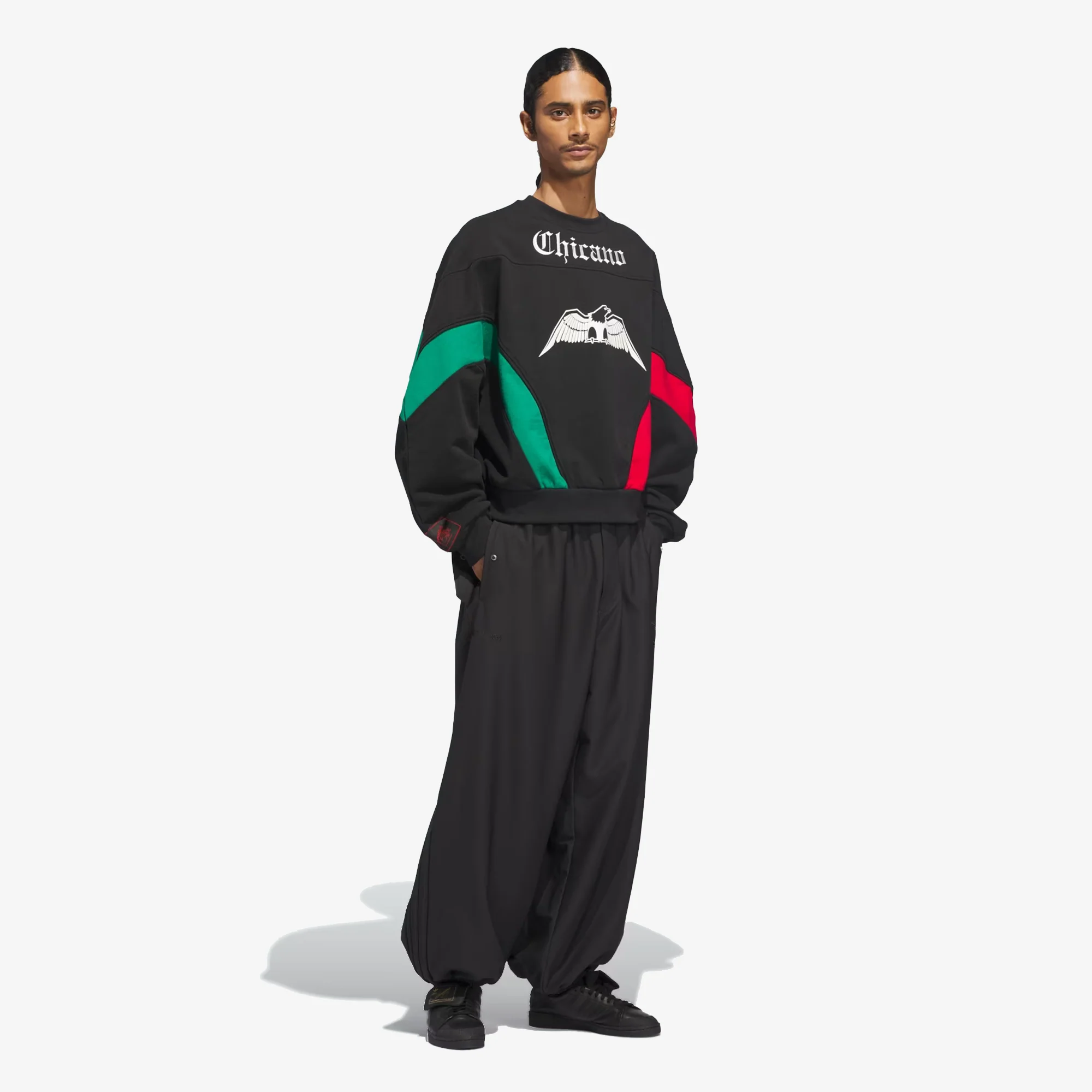 ADIDAS ORIGINALS | x WILLY CHAVARRIA FLEECE CREWNECK { BLACK/RED/GREEN - Image 7