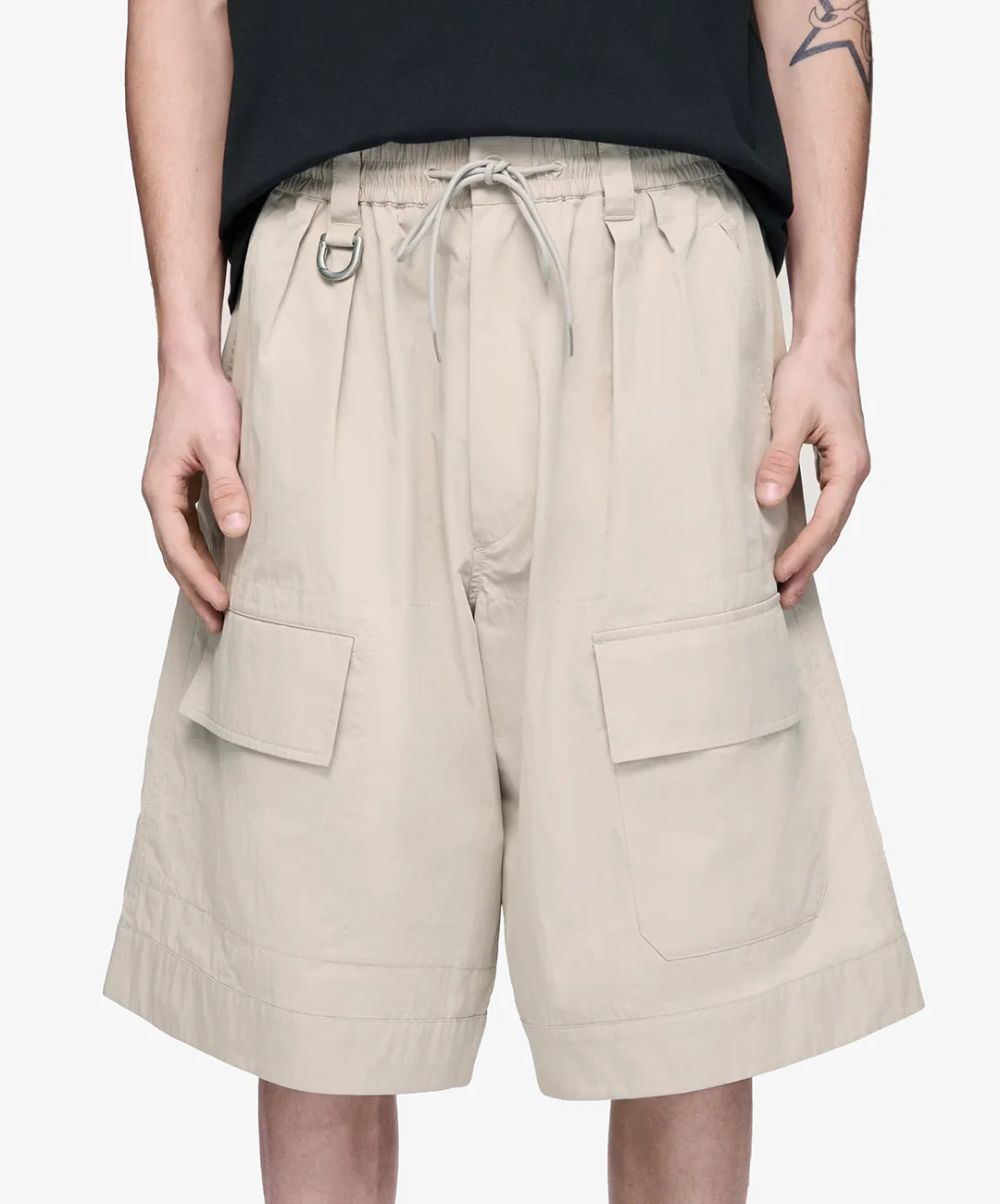 Y-3 | Y-3 WIDE LEG SHORTS { LIGHT BROWN - Image 4