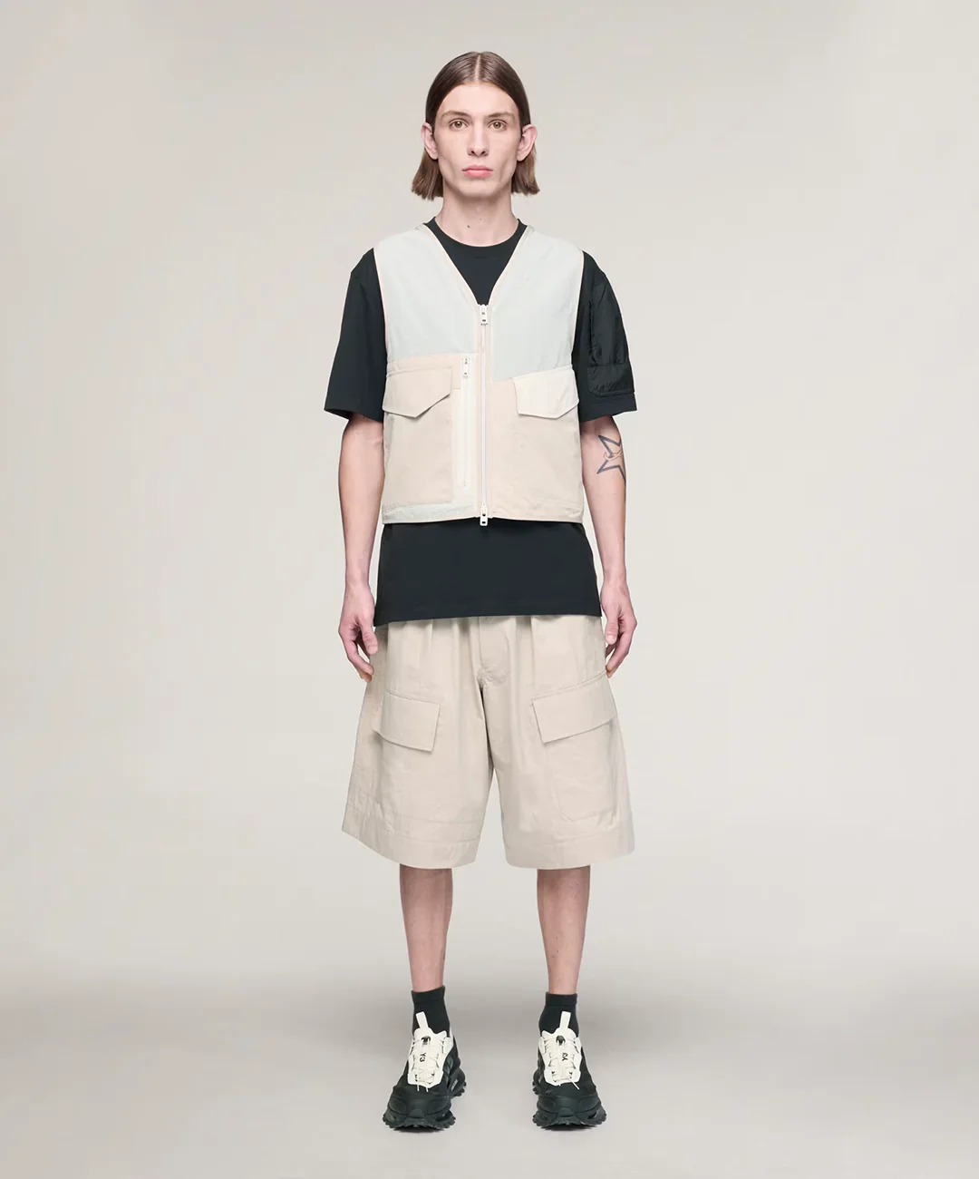 Y-3 | Y-3 WIDE LEG SHORTS { LIGHT BROWN - Image 6