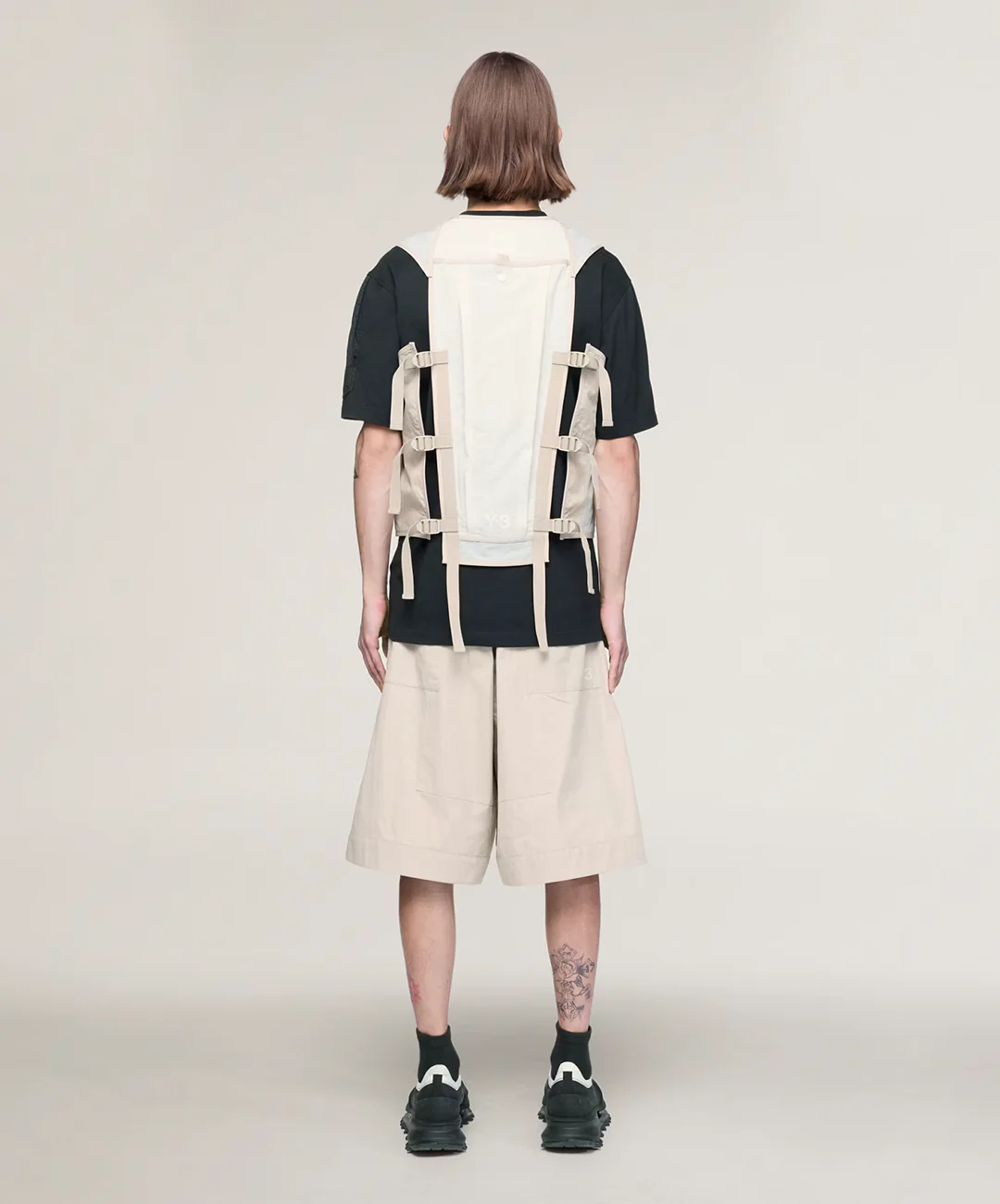 Y-3 | Y-3 WIDE LEG SHORTS { LIGHT BROWN - Image 7