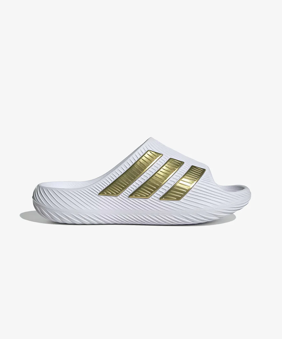 ADIDAS | PURECHILL SLIDES { CLOUD WHITE/GOLD METALLIC/GOLD METALLIC