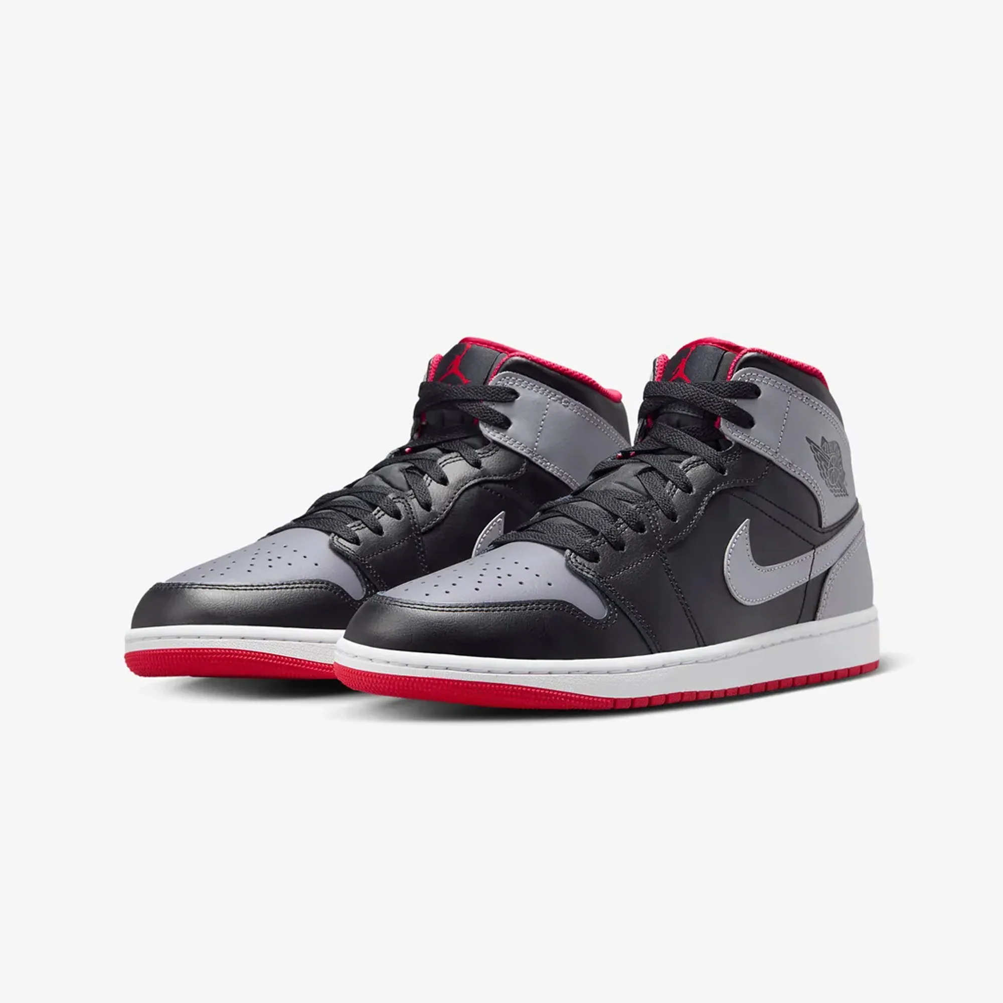 Jordan | AIR JORDAN 1 MID { BLACK/CEMENT GREY-FIRE RED-WHITE - Image 2