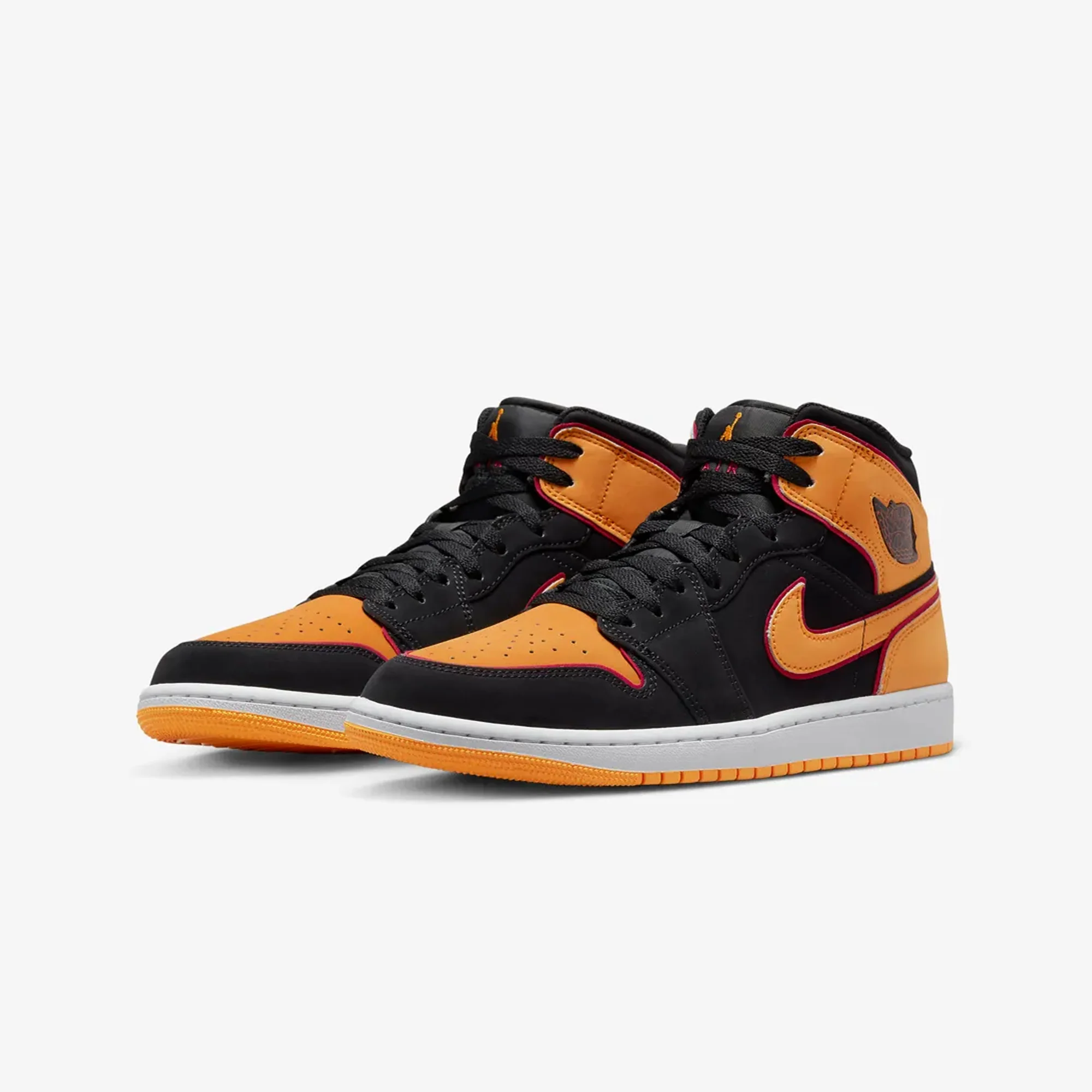 Jordan | AIR JORDAN 1 MID SE { BLACK/VIVID ORANGE-CARDINAL RED-WHITE - Image 2