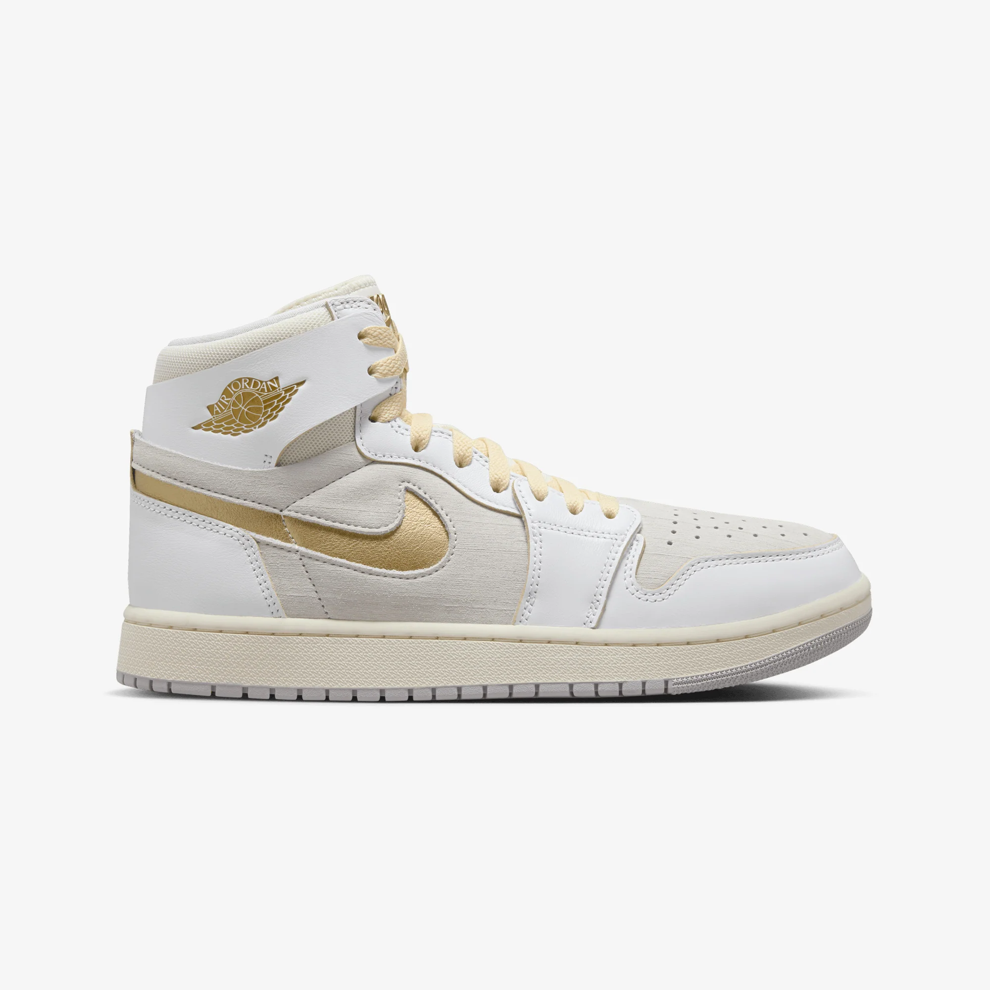 Jordan | AIR JORDAN 1 ZOOM CMFT 2 { WHITE/METALLIC GOLD-NEUTRAL GREY
