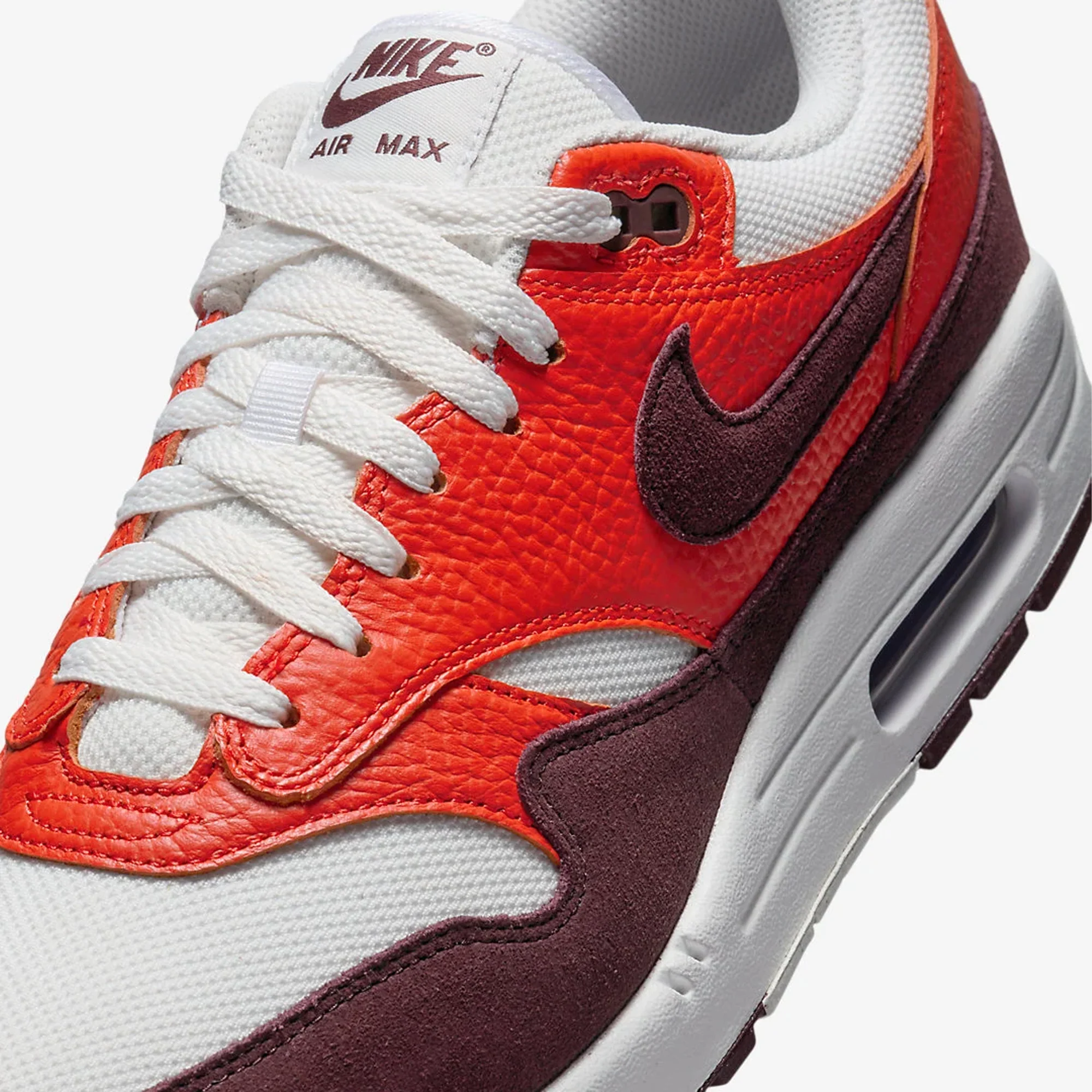 Nike | AIR MAX 1 { SUMMIT WHITE/BURGUNDY CRUSH-PICANTE RED - Image 4