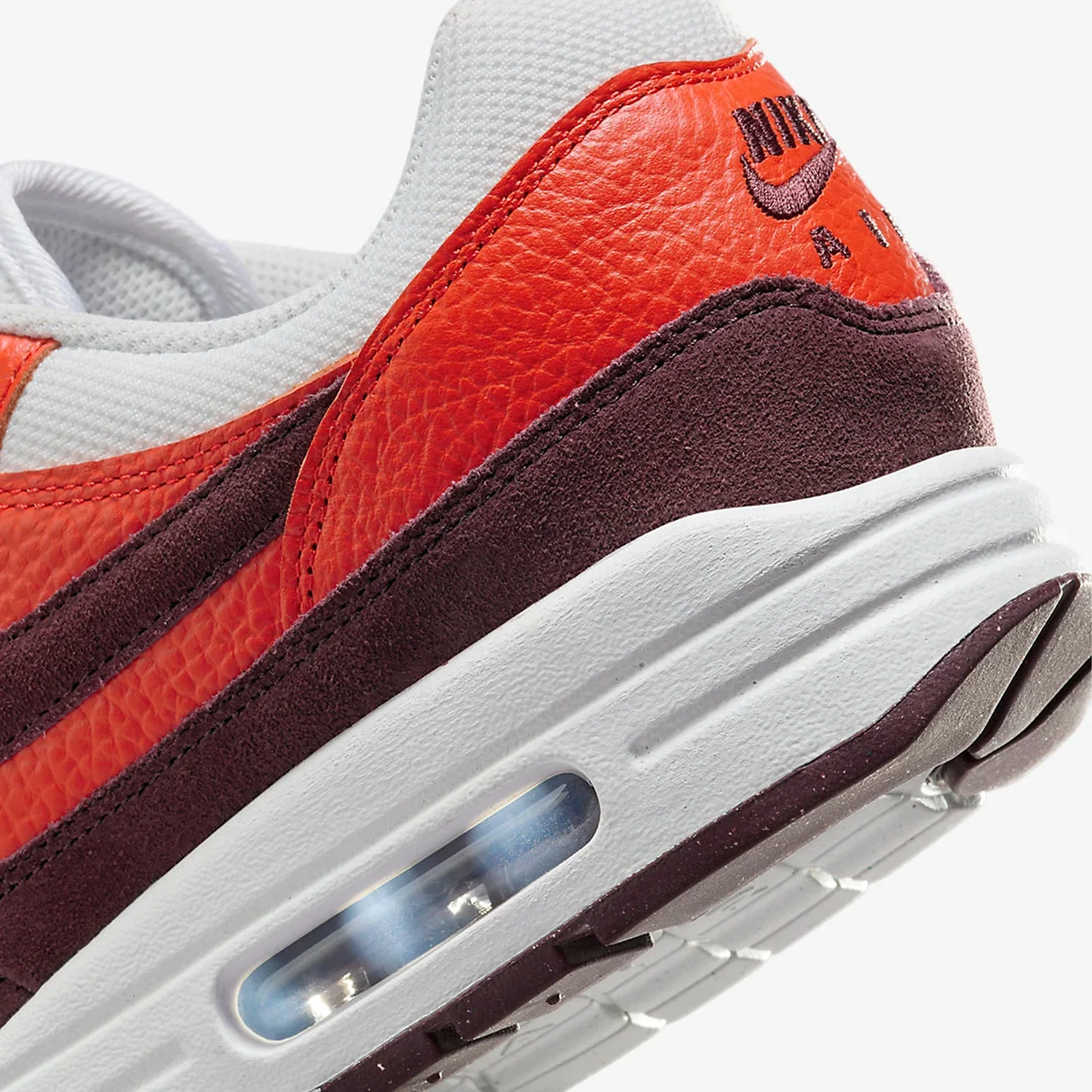 Nike | AIR MAX 1 { SUMMIT WHITE/BURGUNDY CRUSH-PICANTE RED - Image 5